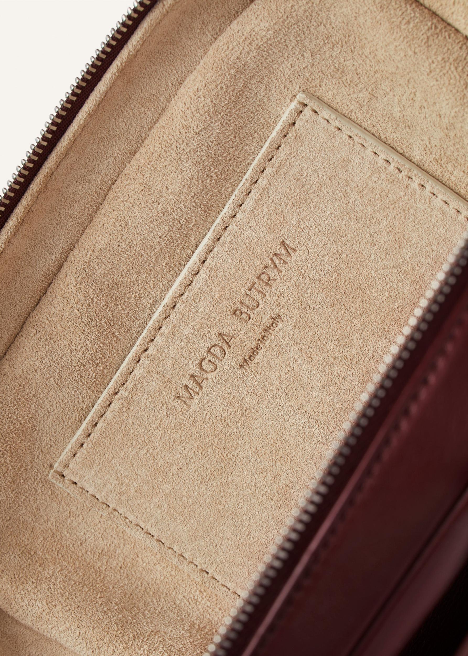 Brigitte square bag in burgundy leather and silver Product Image