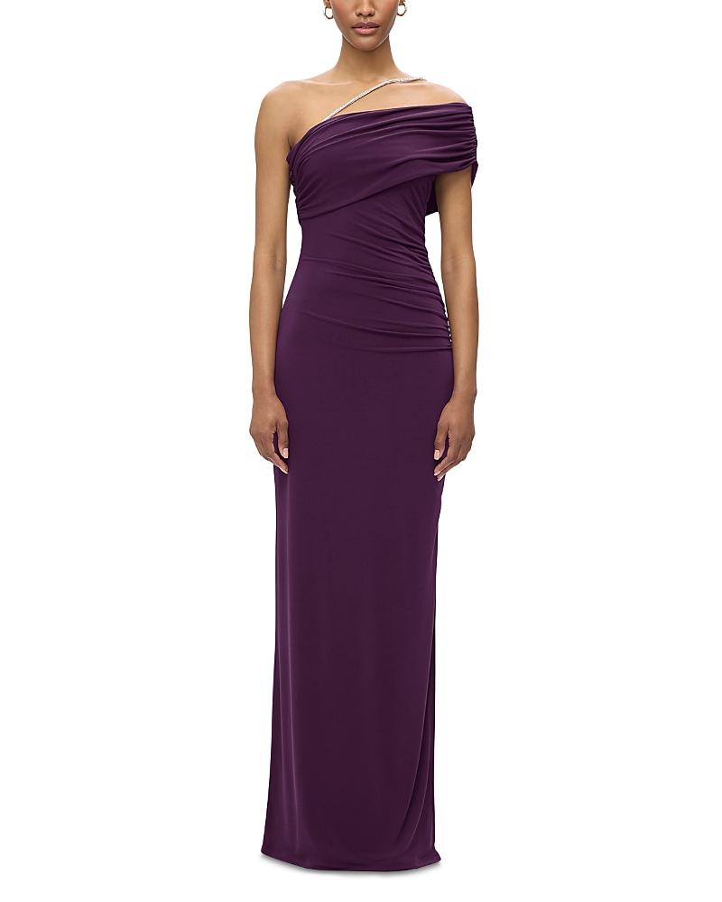Womens One-Shoulder Crystal-Trim Gown Product Image