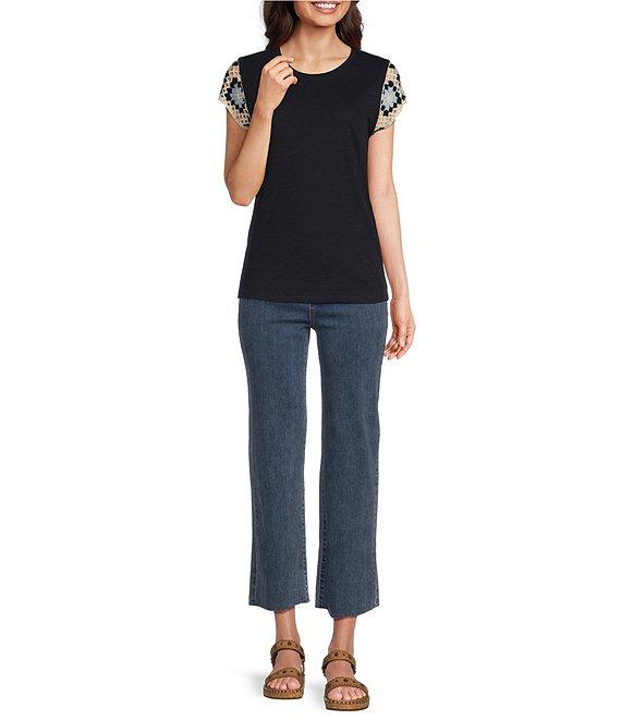 Charlie B. Stretch Denim Mid Rise Wide-Leg Jeans Product Image