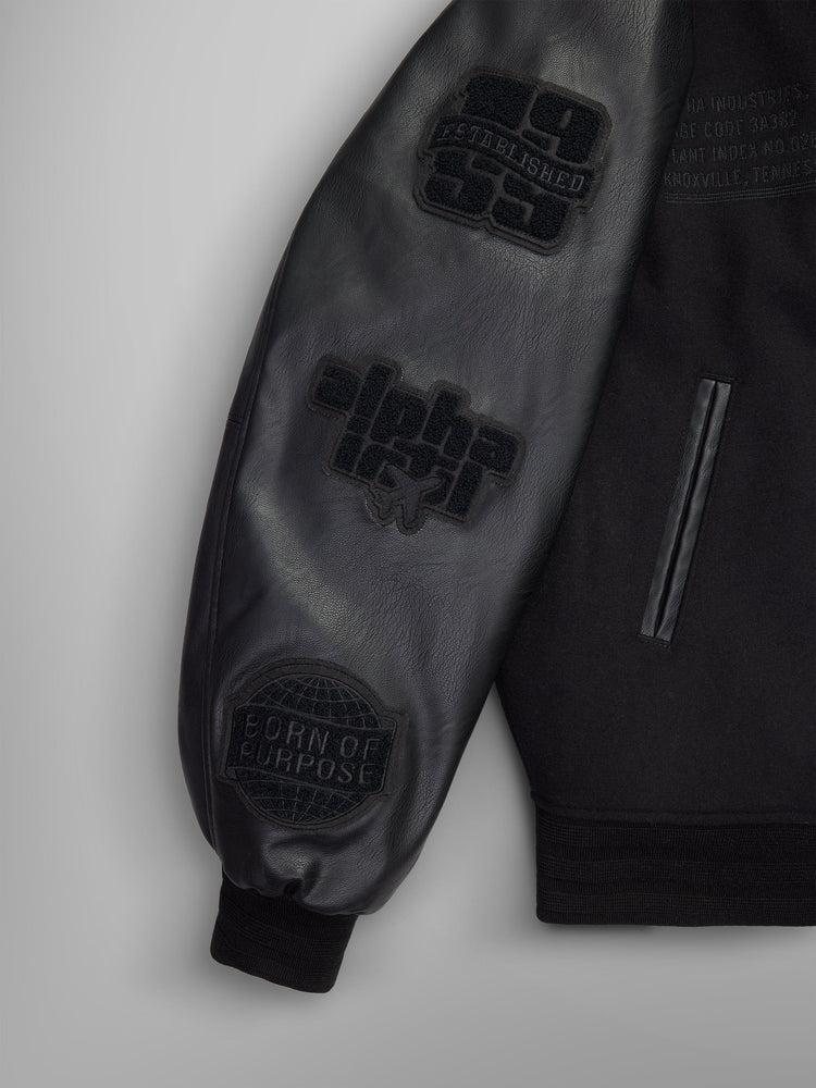 FAUX LEATHER MA-1 VARSITY BOMBER JACKET Male Product Image