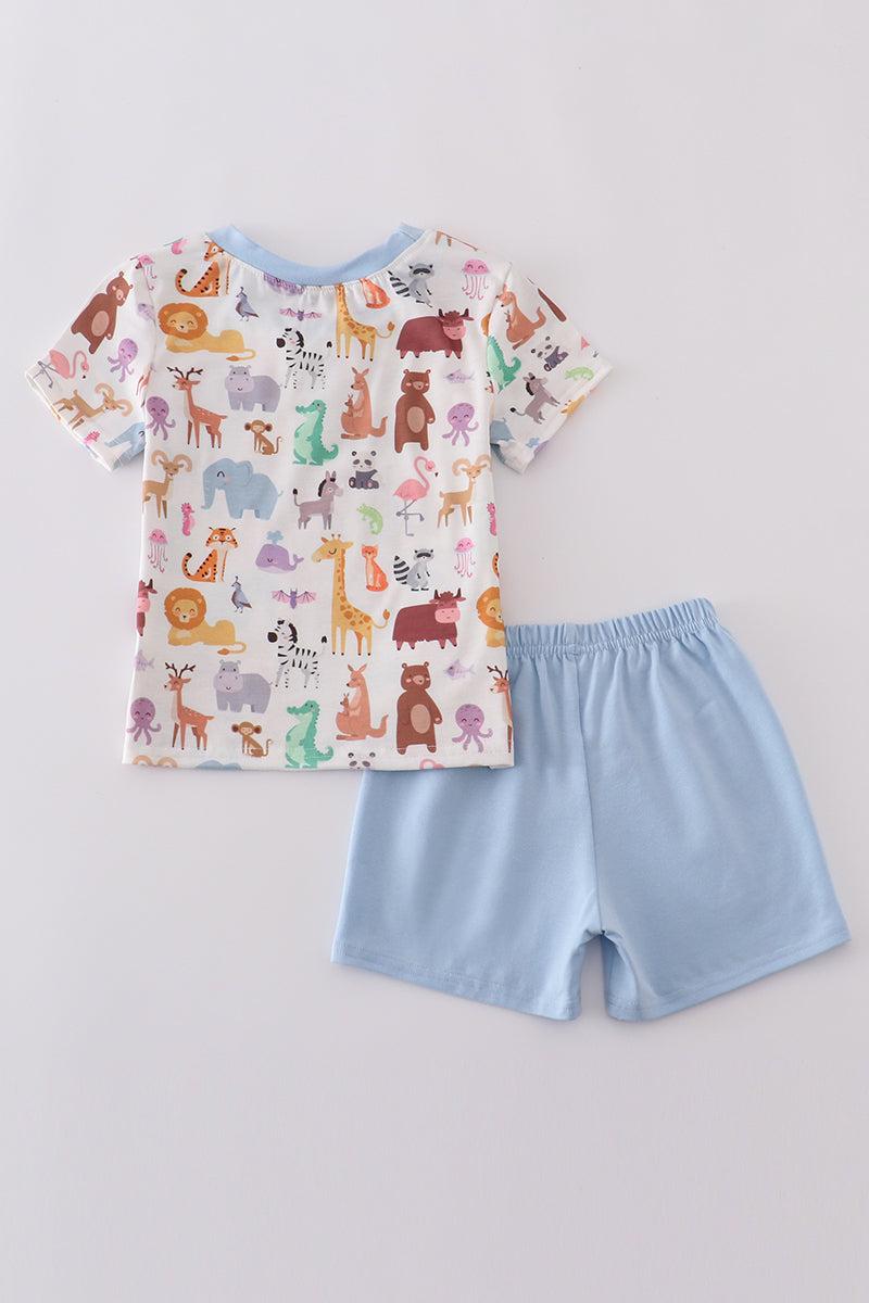 Blue deer applique top Product Image