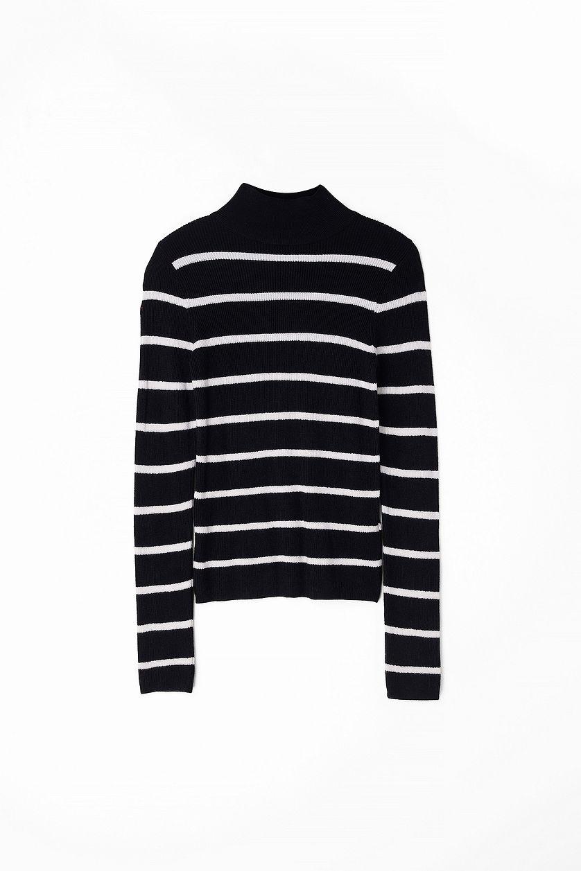 Long Sleeve Turtleneck Ribbed Knitted Top Product Image