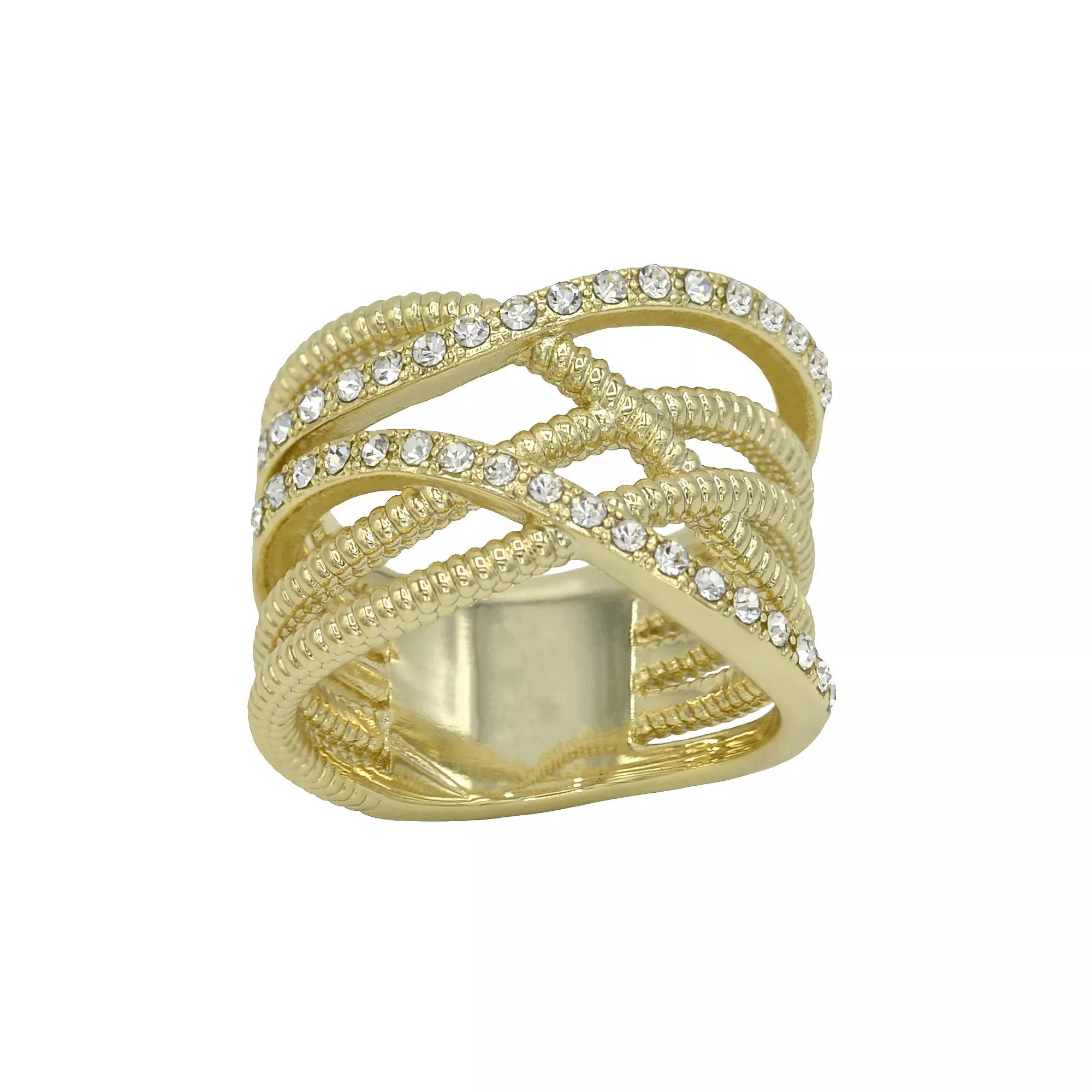 City Luxe Gold Tone Crystal Twist Band Ring, Women's, Size: 8 Product Image