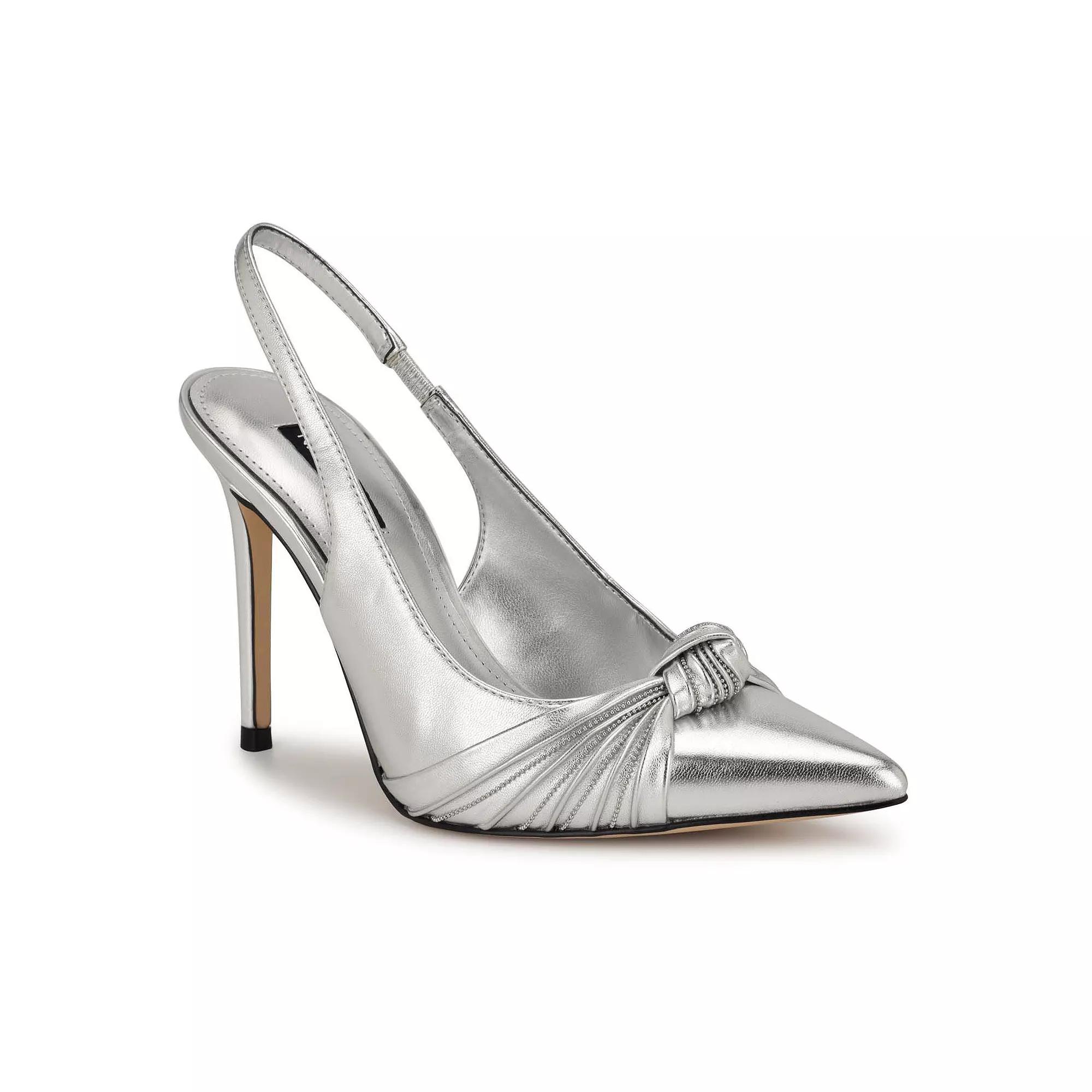 Nine West Faive Women's Dress Slingback Pumps, Size: 7, Silver Product Image