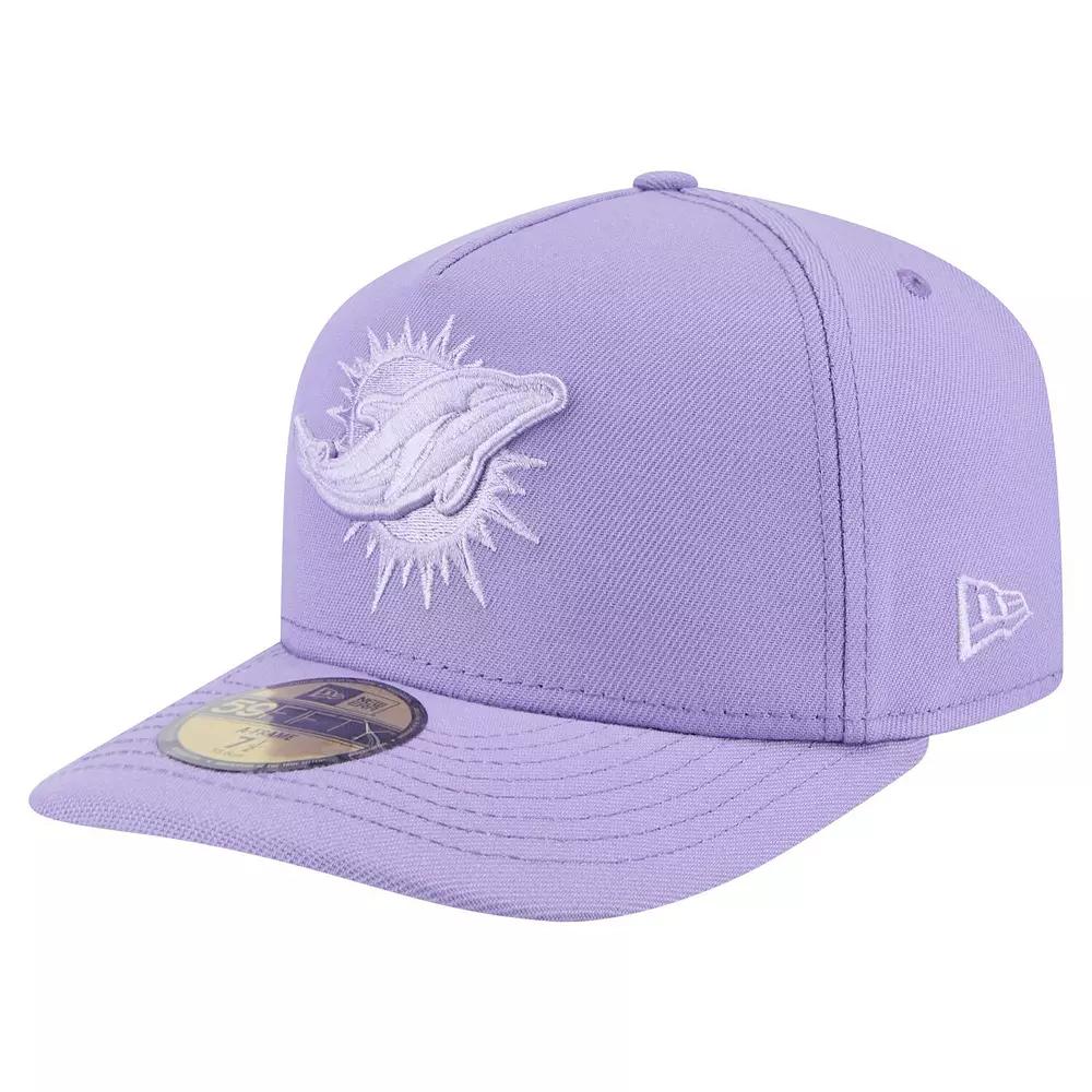 Men's New Era Light Purple Miami Dolphins Color Pack A-Frame 59FIFTY Fitted Hat, Size: 7 7/8, Lt Pur Product Image