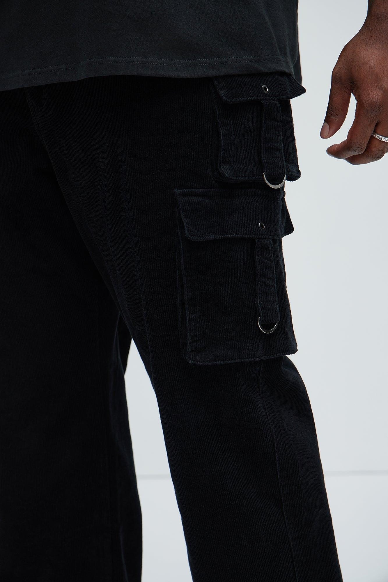 With Me Straight Corduroy Cargo Pants - Black Product Image