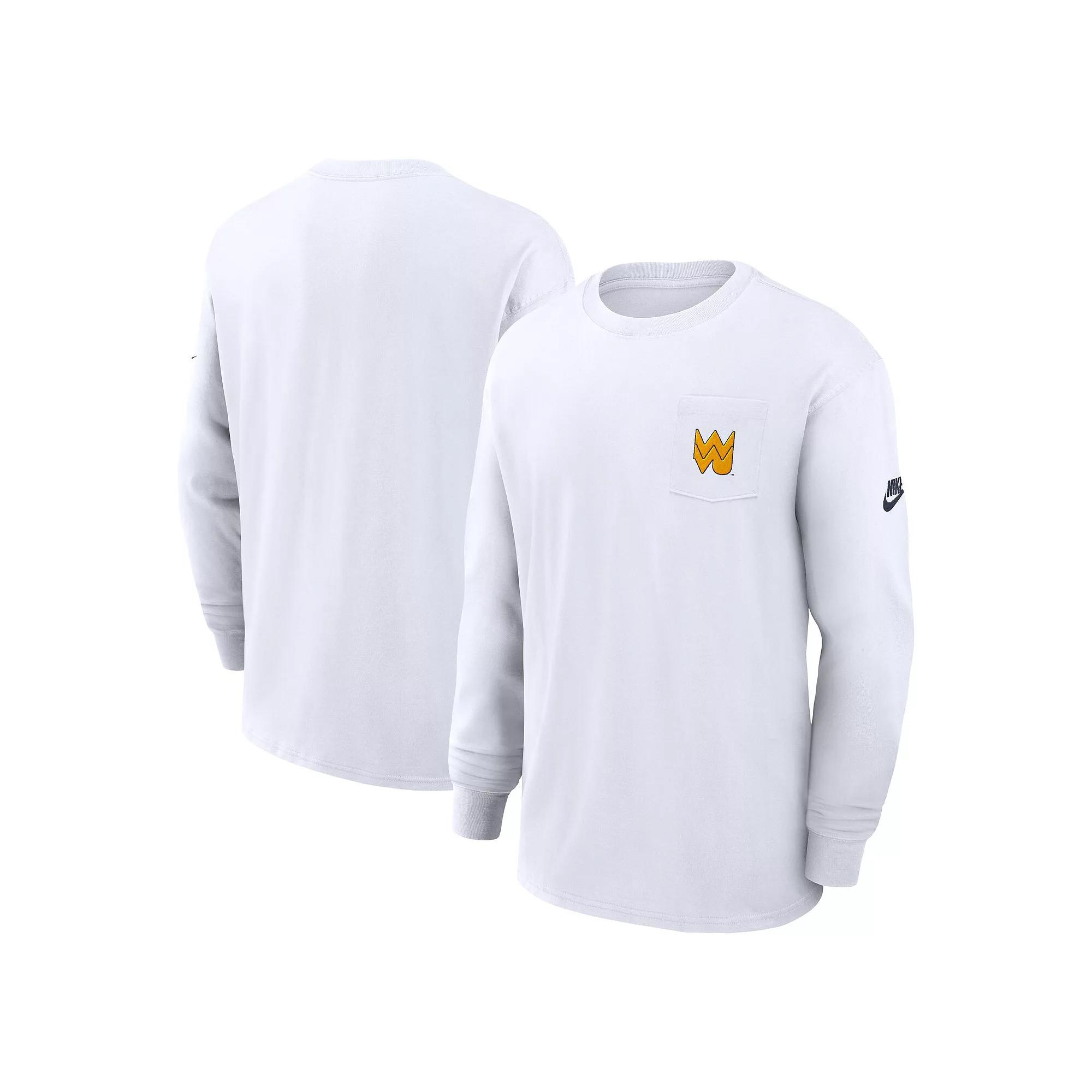 West Virginia Mountaineers Legacy Max90 Pocket Nike Mens College Long-Sleeve T-Shirt | 01ND10AWVV-DHV Product Image