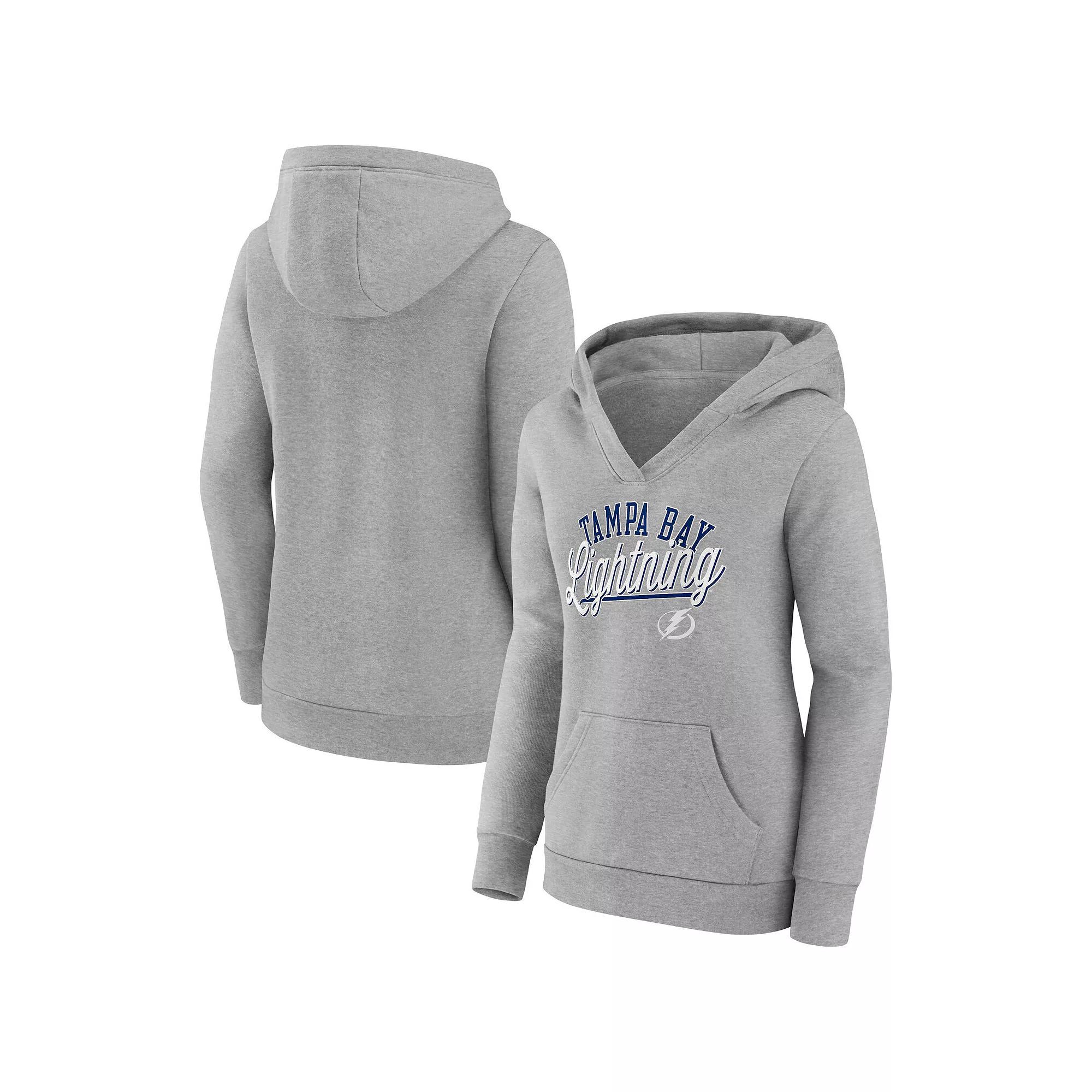 Women's Fanatics Branded Gray Tampa Bay Lightning Simplicity Crossover V-Neck Pullover Hoodie,  Product Image