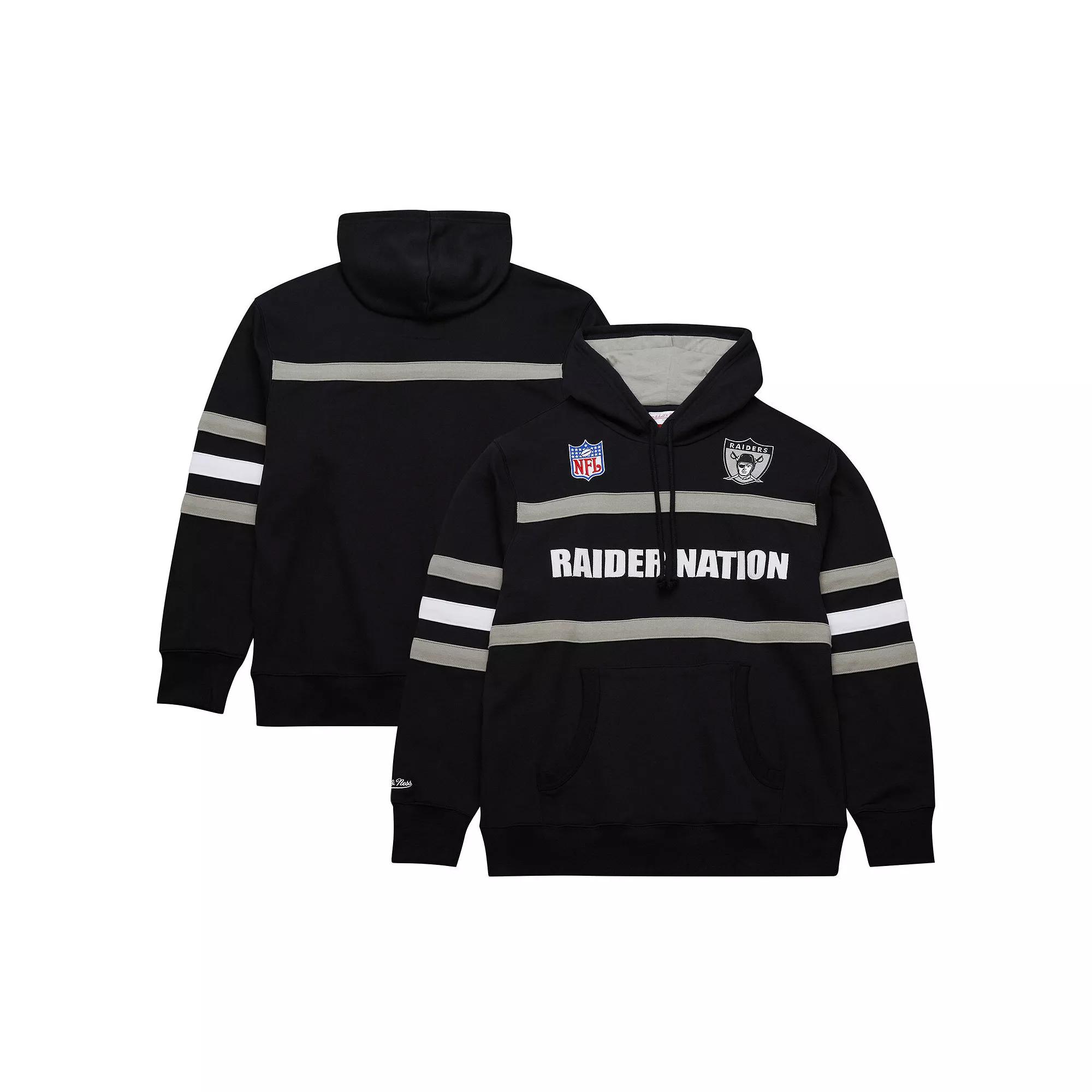 Men's  Black Oakland Raiders Gridiron Classics Vintage Logo Head Coach Fleece Pullover Hoodie, Size: Medium Product Image