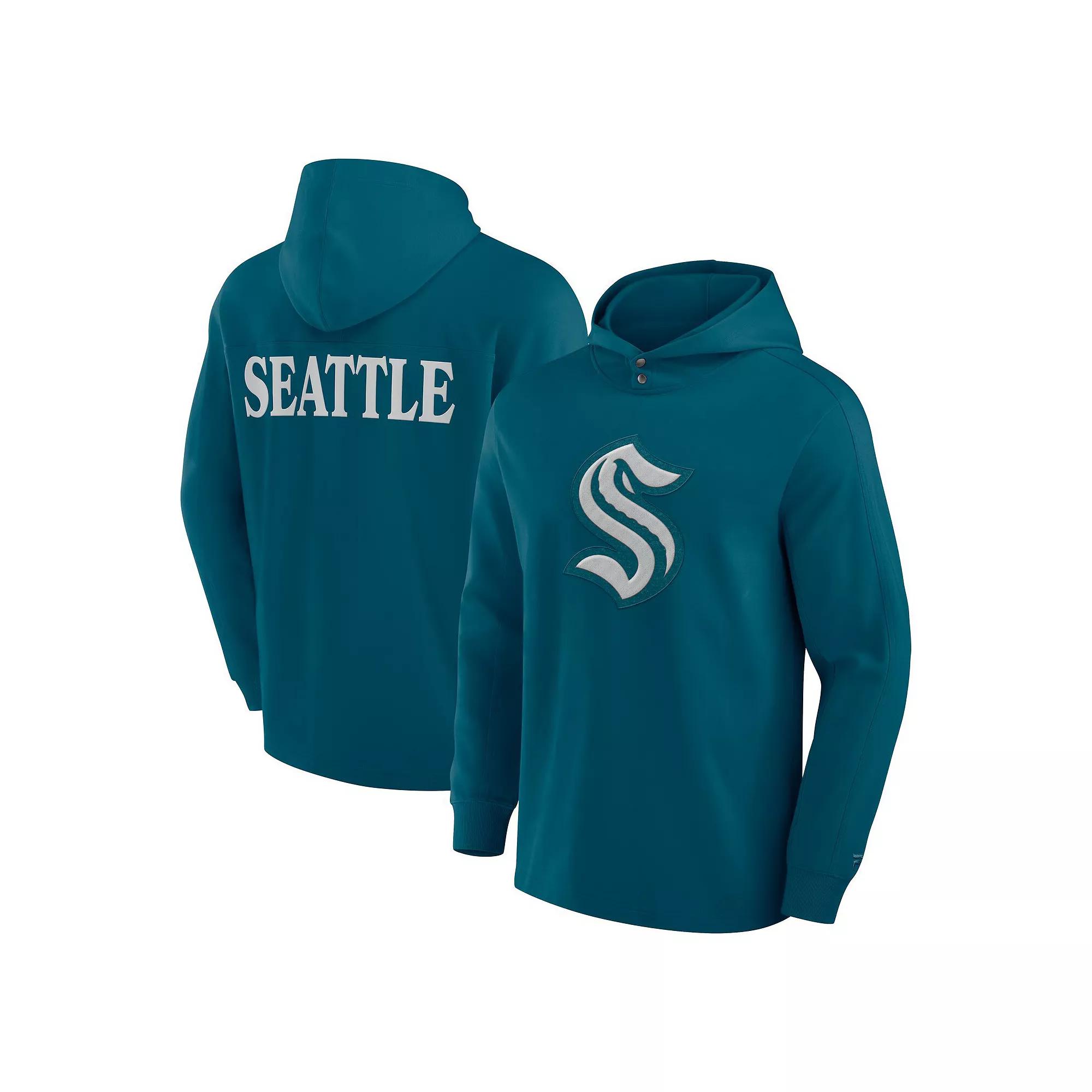 Men's Fanatics Teal Seattle Kraken Elements Blaze Tri-Blend Long Sleeve Hoodie T-Shirt,  Product Image