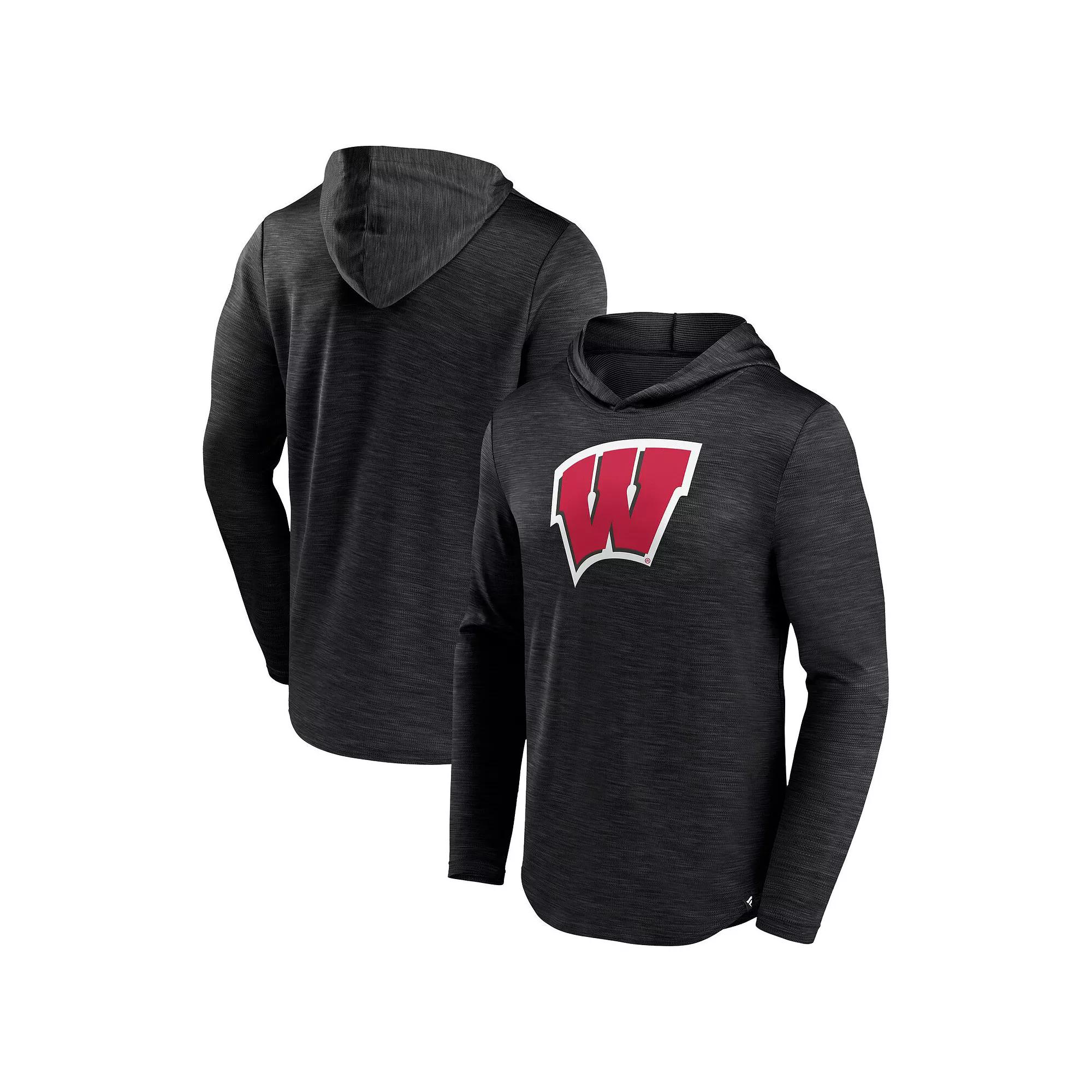 Men's Fanatics Branded Heather Black Wisconsin Badgers Transitional Hoodie T-Shirt,  Product Image