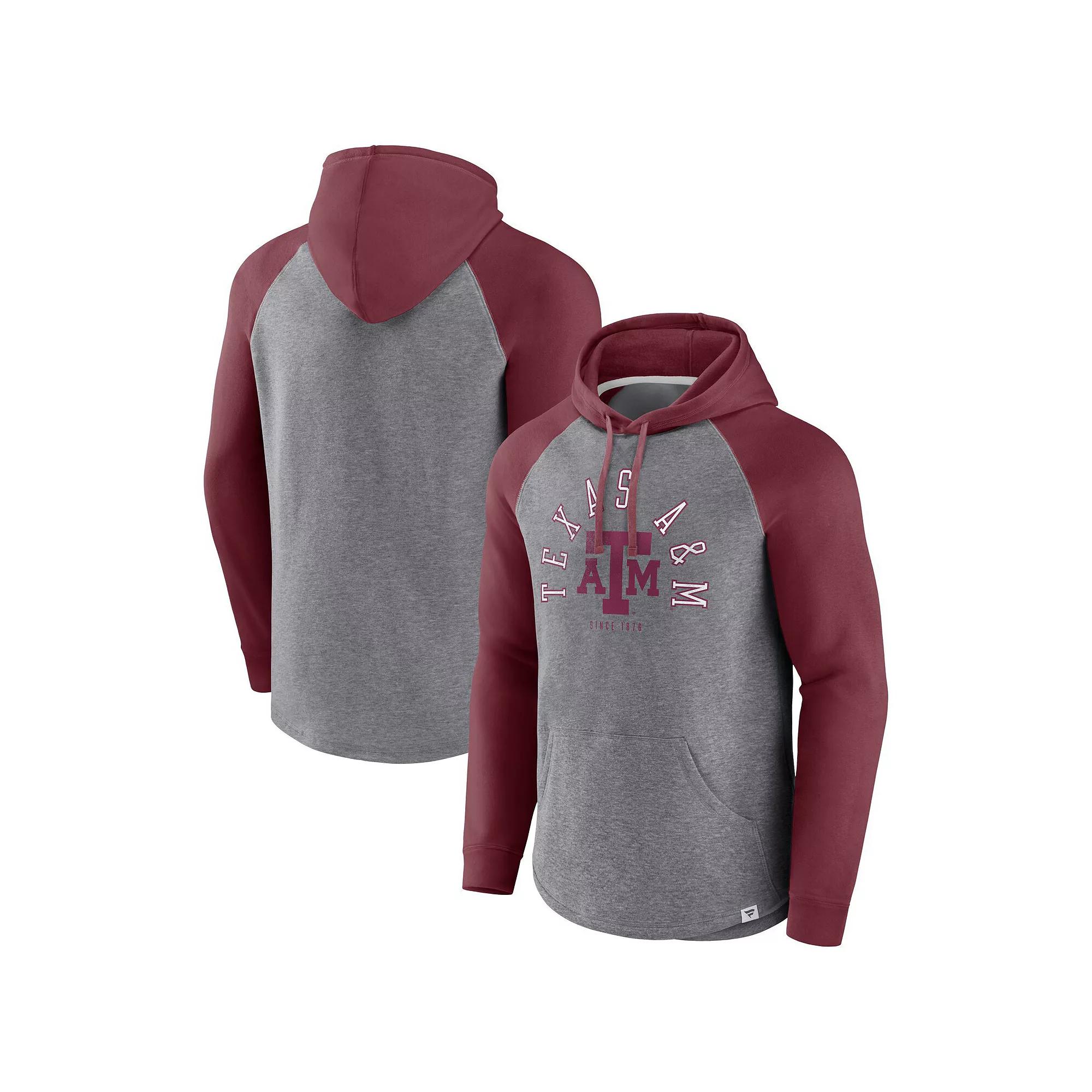 Men's Fanatics Branded Maroon/Heather Gray Texas A&M Aggies Wrap Up Raglan Pullover Hoodie, Size: 3XL, Red Product Image