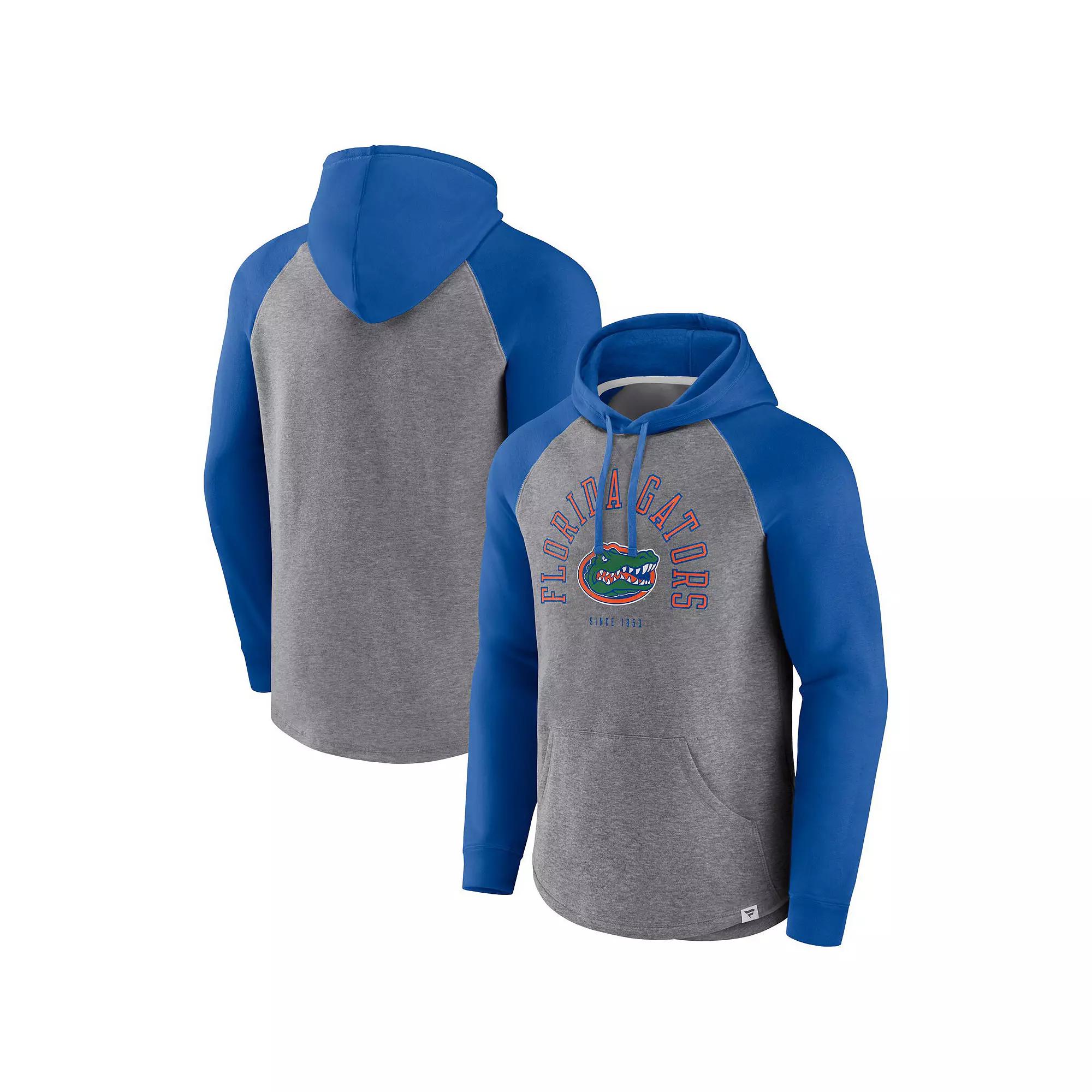 Men's Fanatics Branded Royal/Heather Gray Florida Gators Wrap Up Raglan Pullover Hoodie, Size: Medium, Blue Product Image