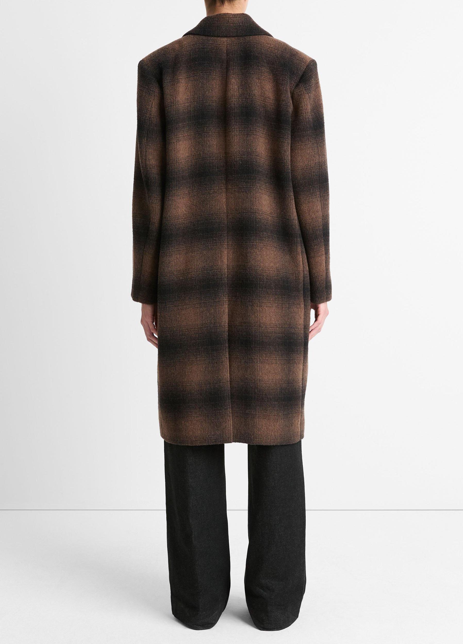 Shadow Plaid Italian Wool-Blend Car Coat Product Image