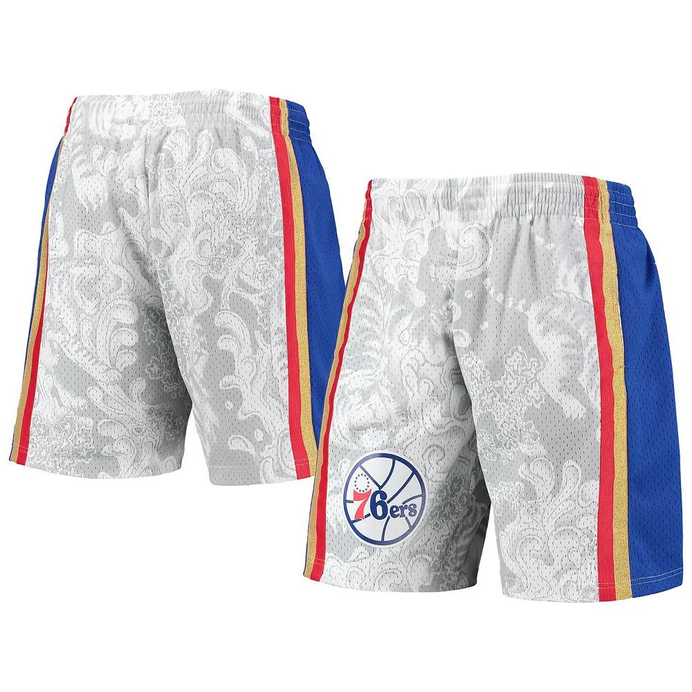 Men's Mitchell & Ness White Philadelphia 76ers Hardwood Classics Lunar New Year Swingman Shorts,  Product Image