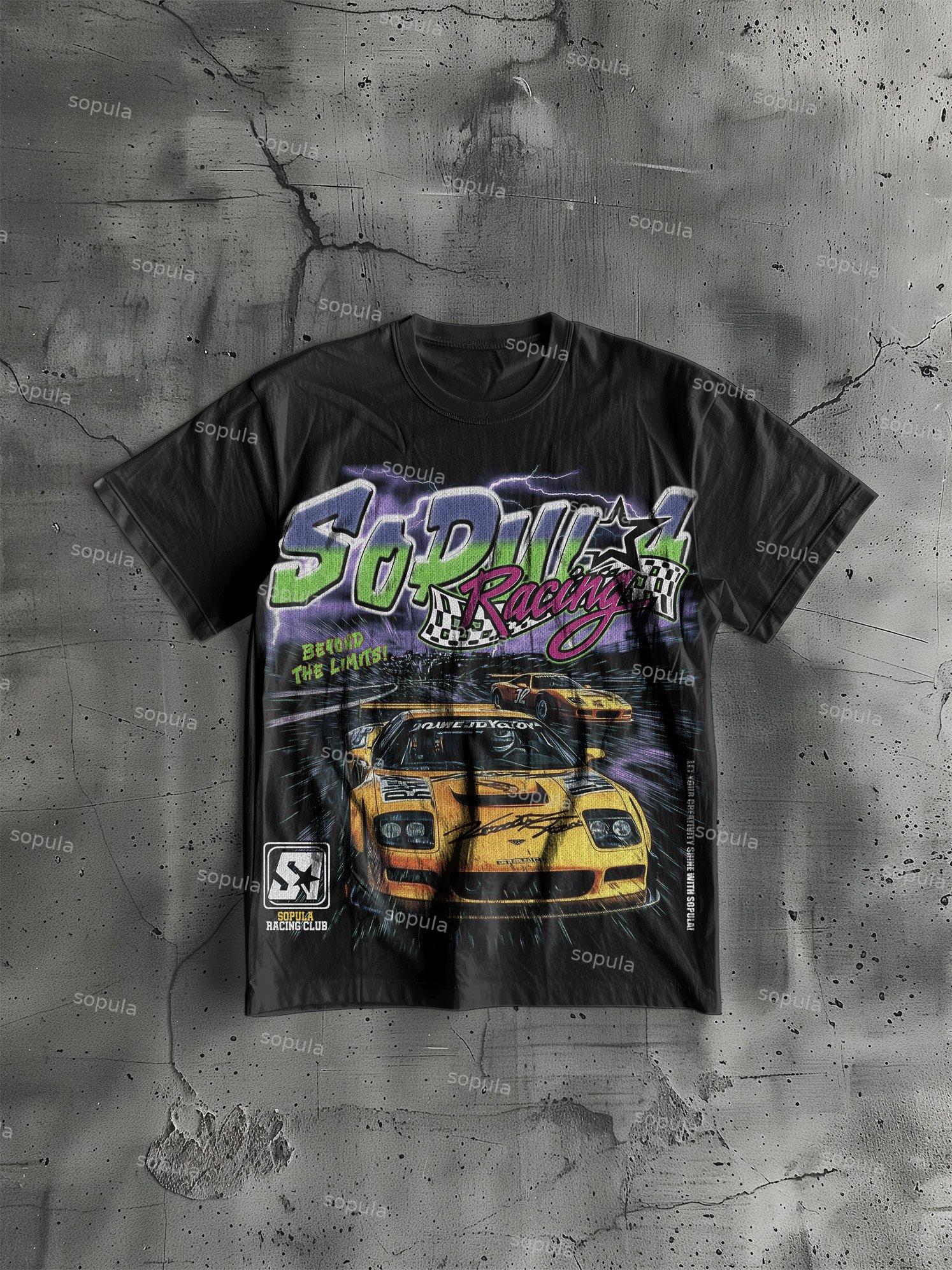 Y2k Racing & Motor Club Vintage Graphics Cotton T-shirt Product Image