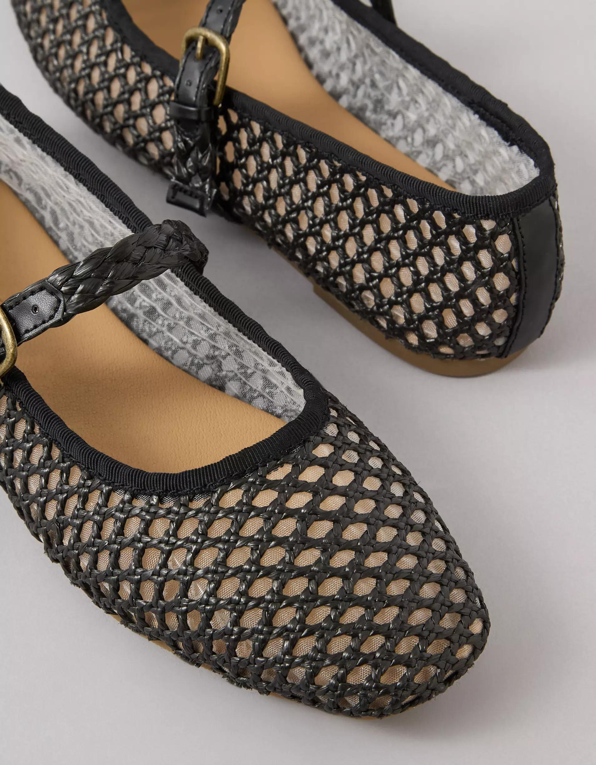 AE Raffia Mesh Mary Jane Flats Product Image