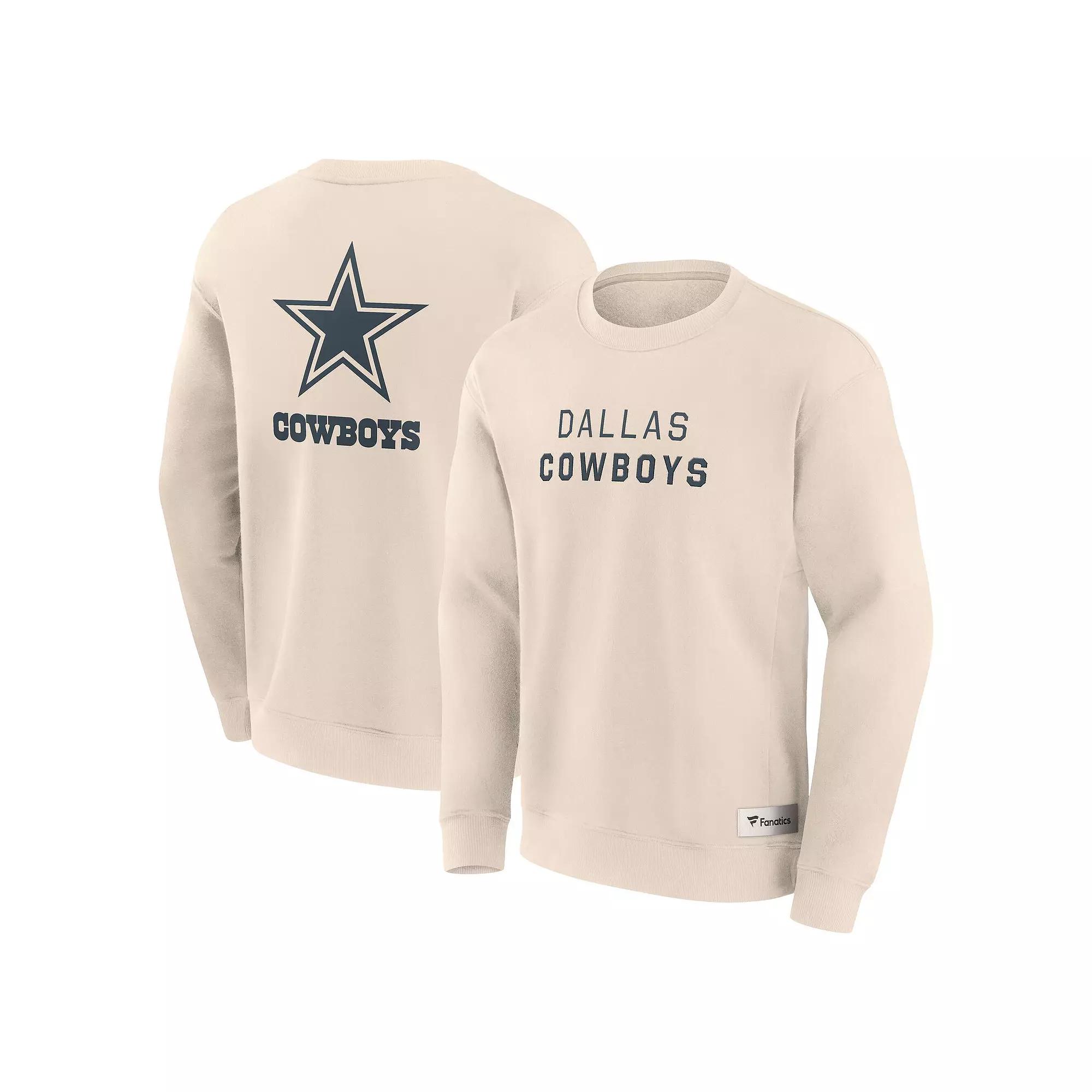 Men's Fanatics Cream Dallas Cowboys Elements Future Ground Lettering Pullover Sweatshirt,  Product Image