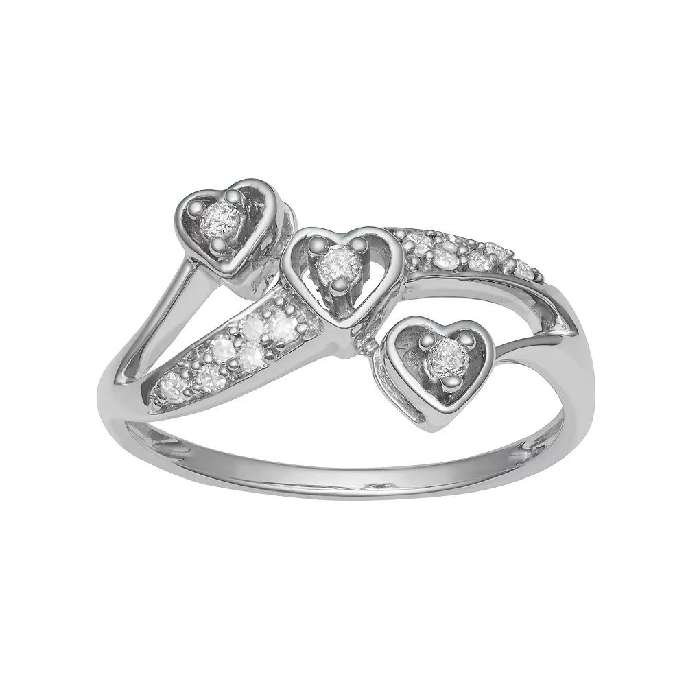 HDI Sterling Silver 1/6 Carat T.W. Diamond Heart Ring, Women's, Size: 7 Product Image