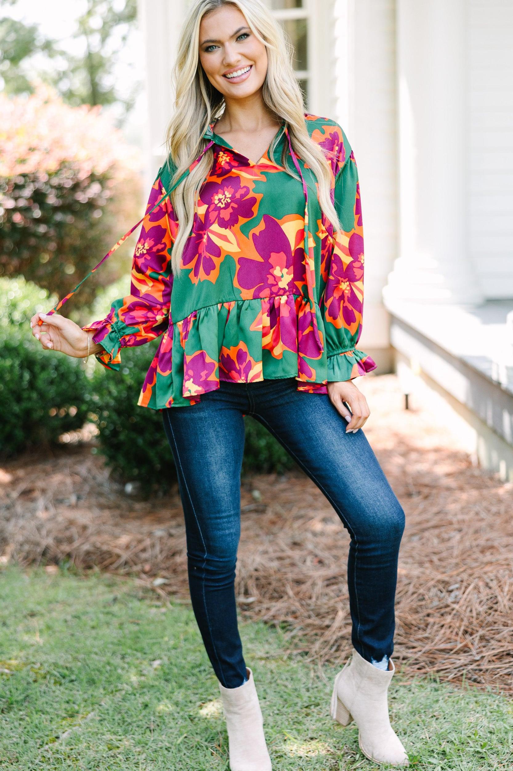 All The Joy Green Floral Blouse Female Product Image