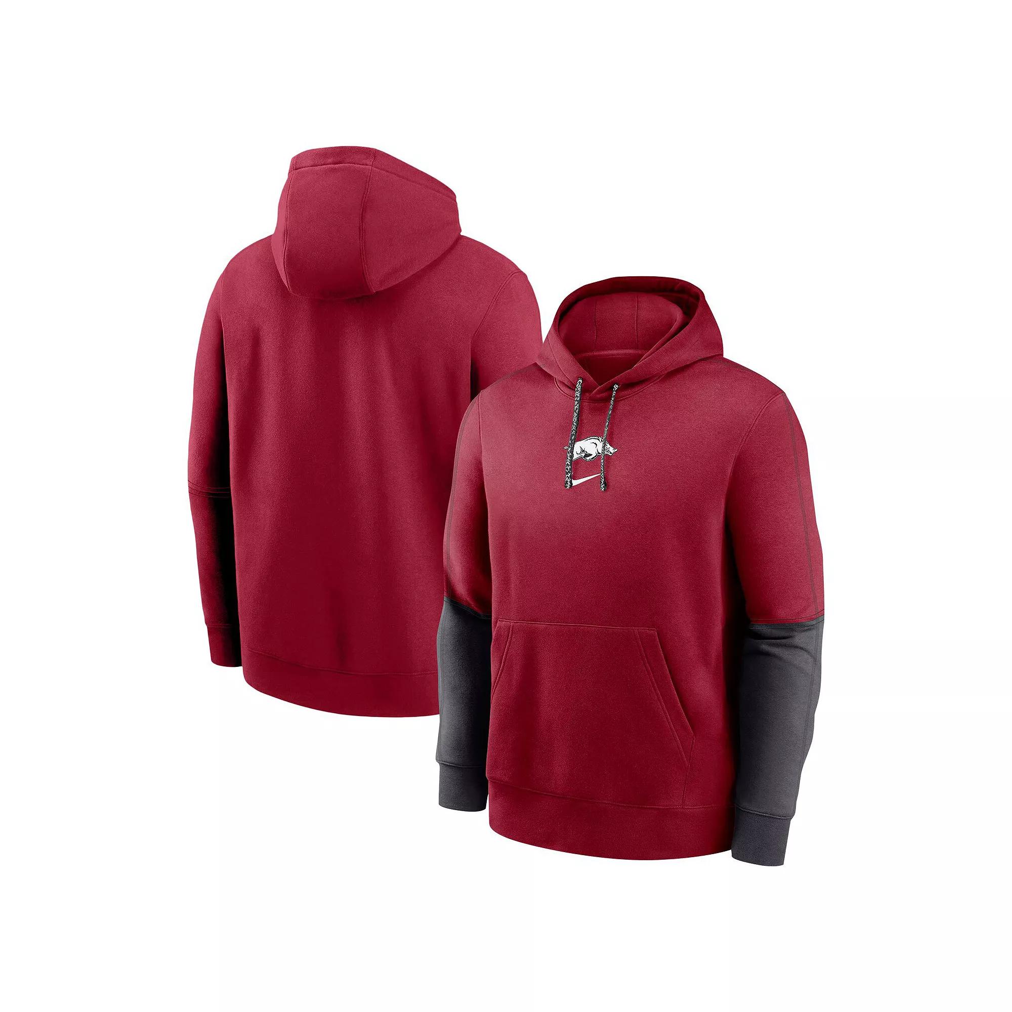 Men's Nike Cardinal Arkansas Razorbacks 2024 Sideline Club Fleece Pullover Hoodie,  Product Image