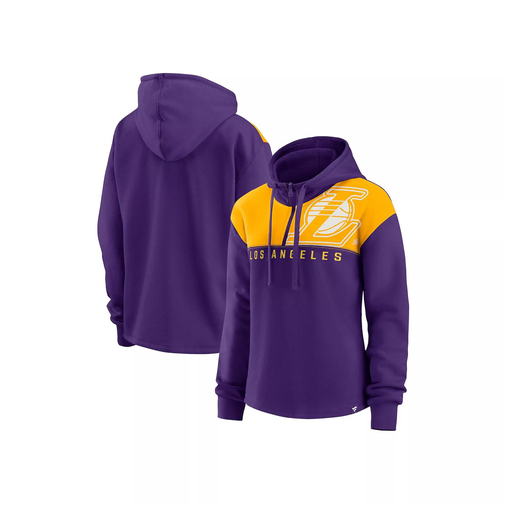 Women's Fanatics Branded Purple Los Angeles Lakers Overslide Quarter-Zip Fleece Hoodie,  Product Image