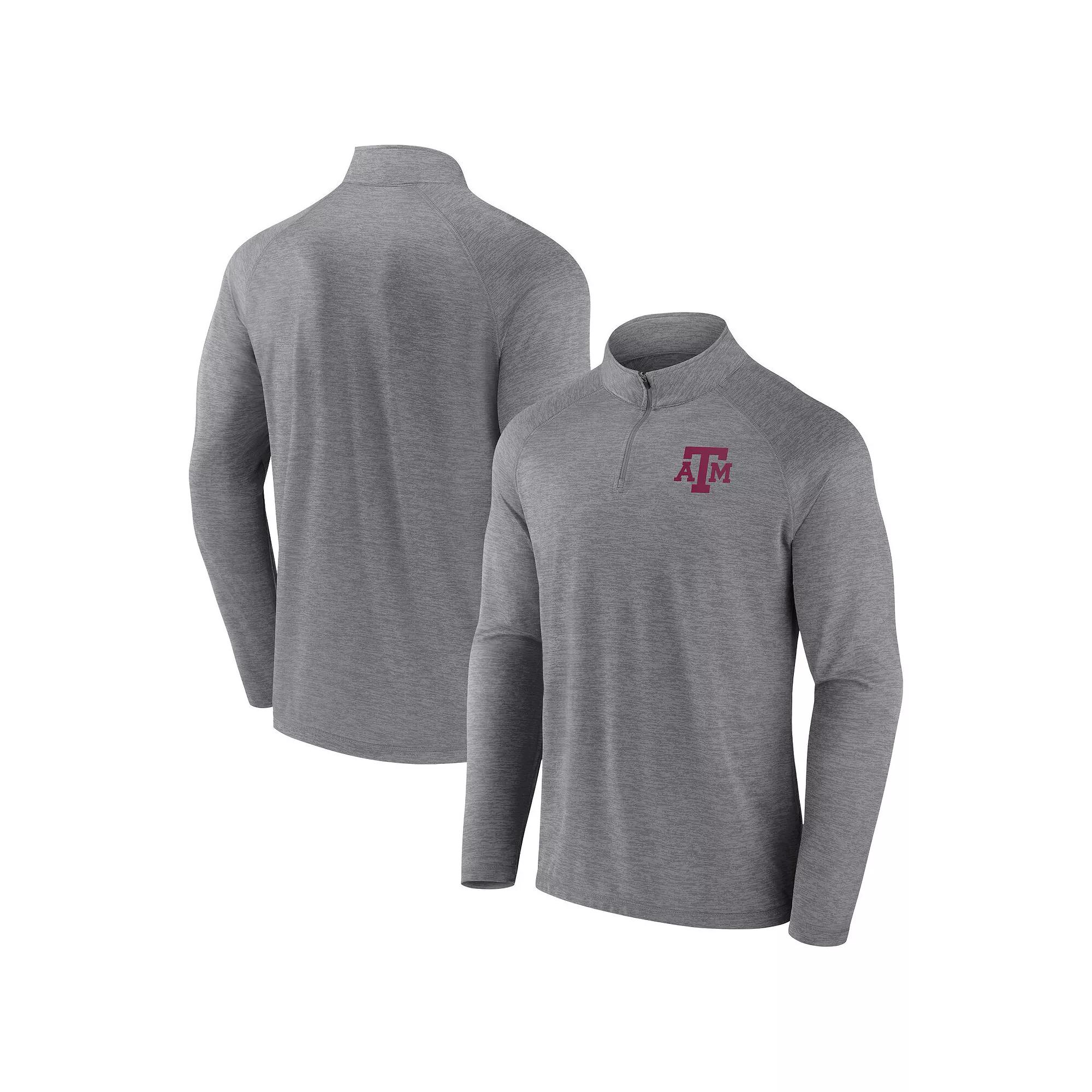 Men's Fanatics Branded Gray Texas A&M Aggies Primary Logo Raglan Quarter-Zip Top,  Product Image
