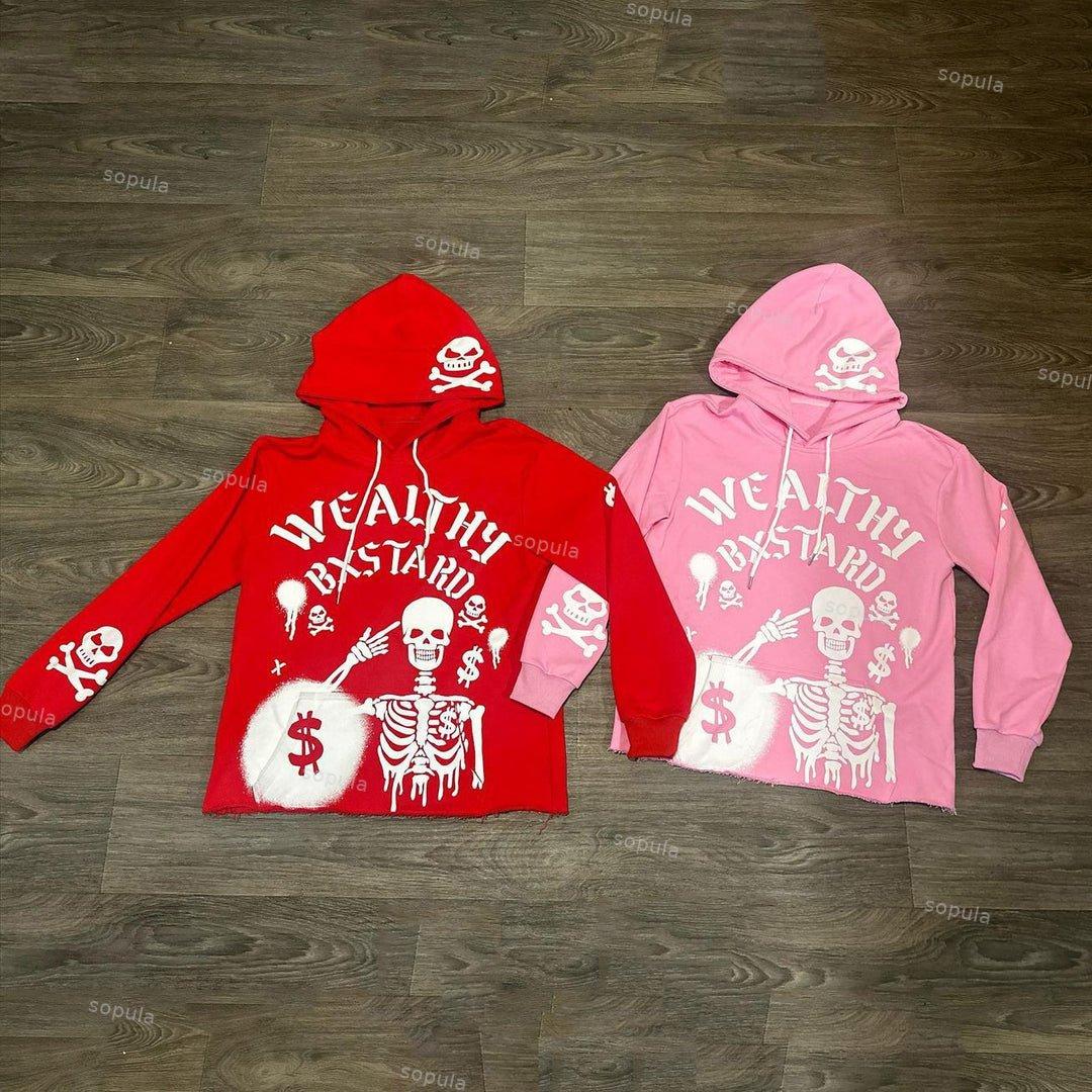 Sopula Wealthy Skull Graphic Pocketless Crop Hoodies Product Image