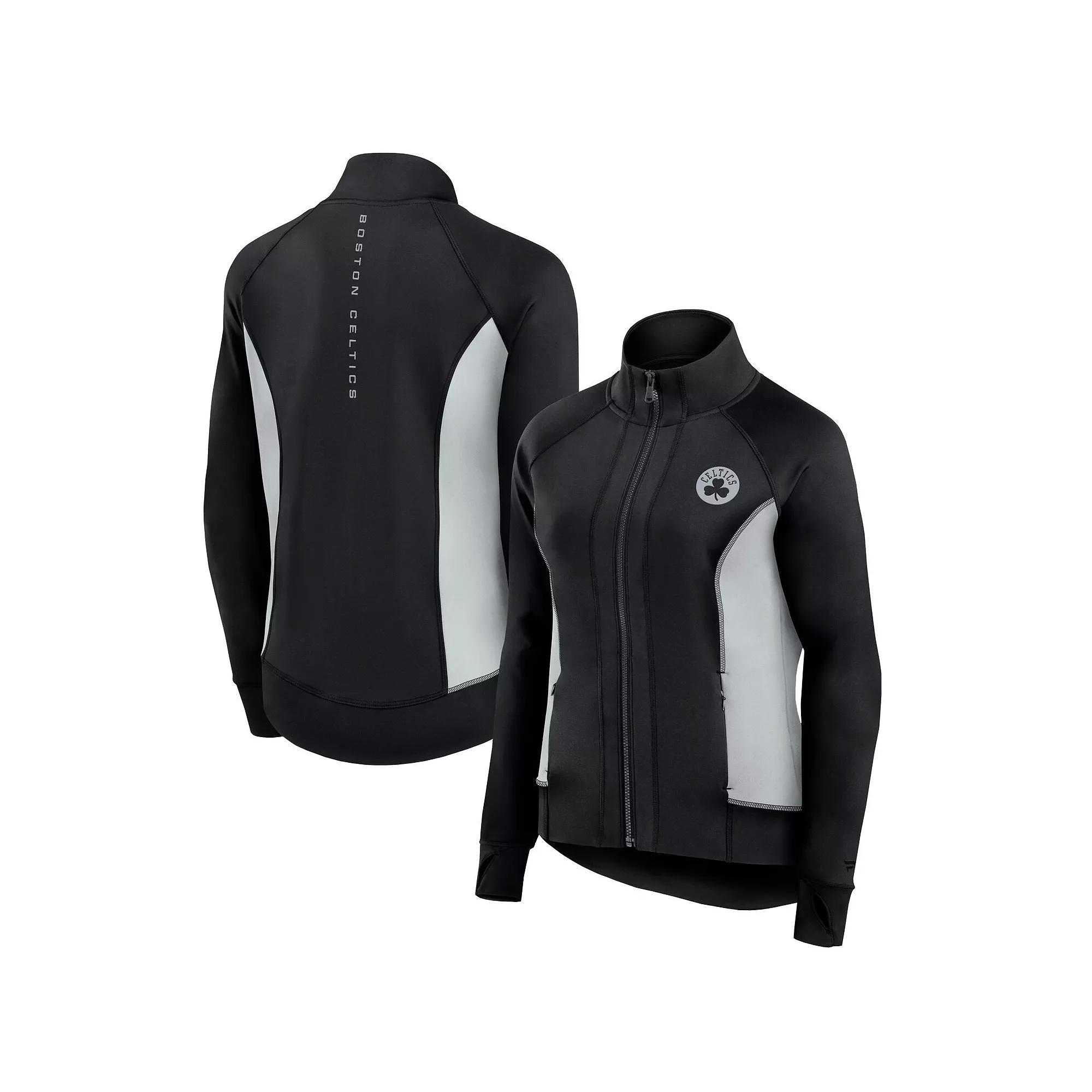 Women's Fanatics Black Boston Celtics Studio Fitted Full-Zip Gym Track Jacket,  Product Image