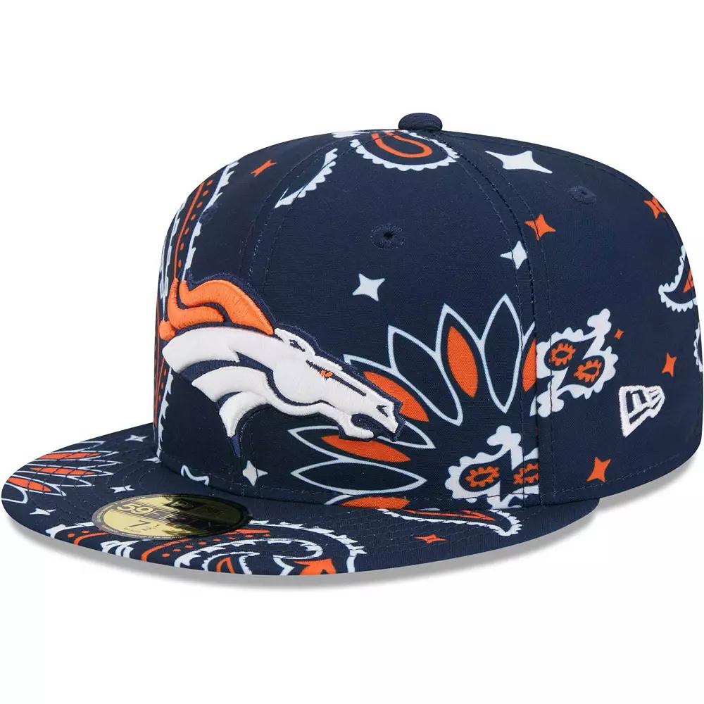 Men's New Era Navy Denver Broncos Paisley 59FIFTY Fitted Hat, Size: 7 1/2, Blue Product Image