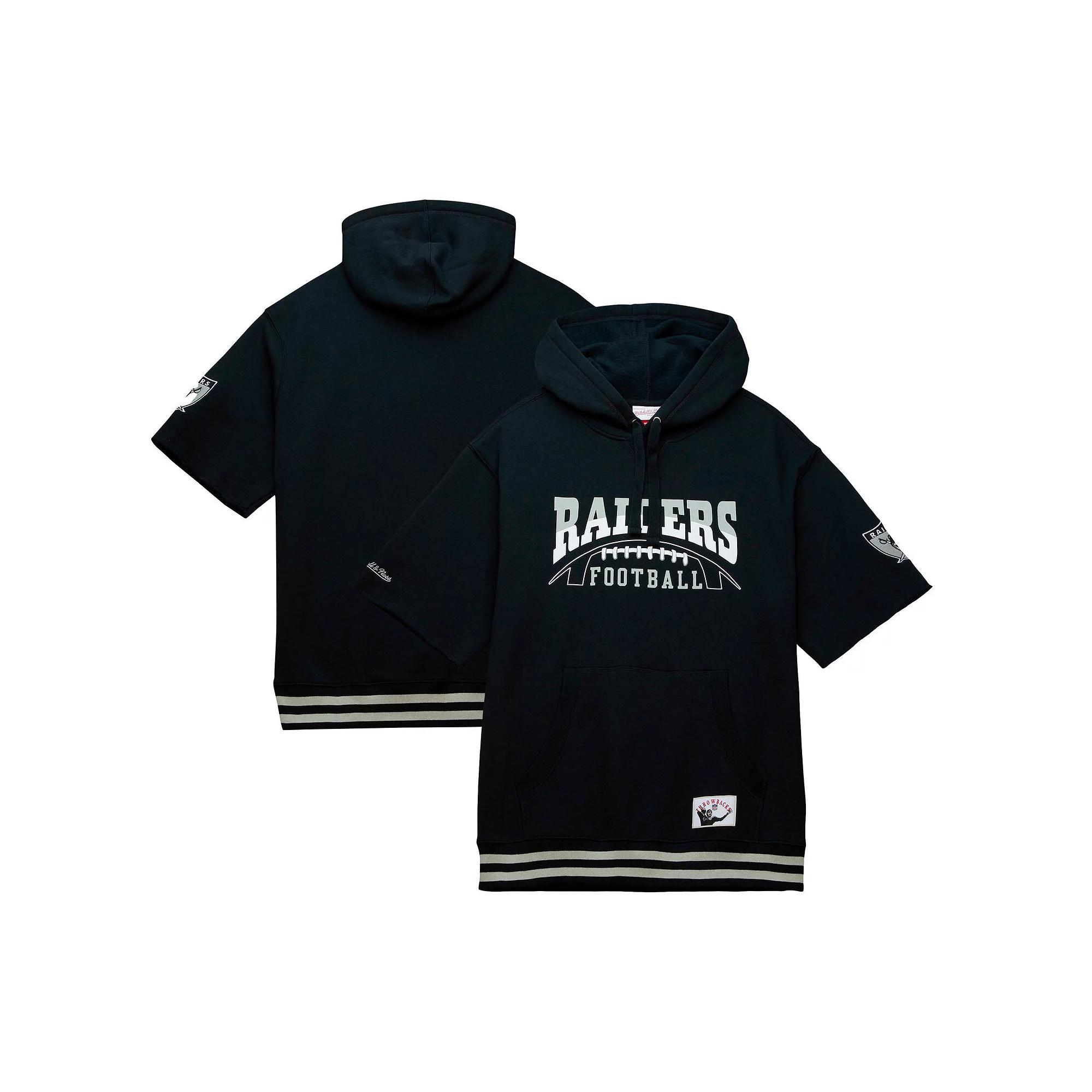 Men's Mitchell & Ness Black Las Vegas Raiders Pre-Game Short Sleeve Pullover Hoodie,  Product Image