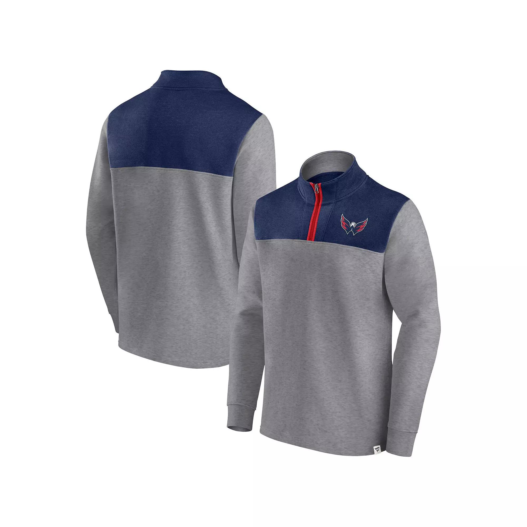 Men's Fanatics Branded Heather Gray Washington Capitals Launch It Quarter-Zip Jacket, Size: Small, Grey Product Image