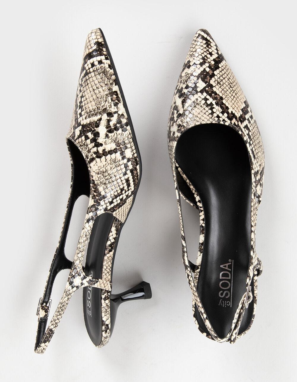 SODA Bell Womens Slingback Kitten Heels - SNAKE Product Image