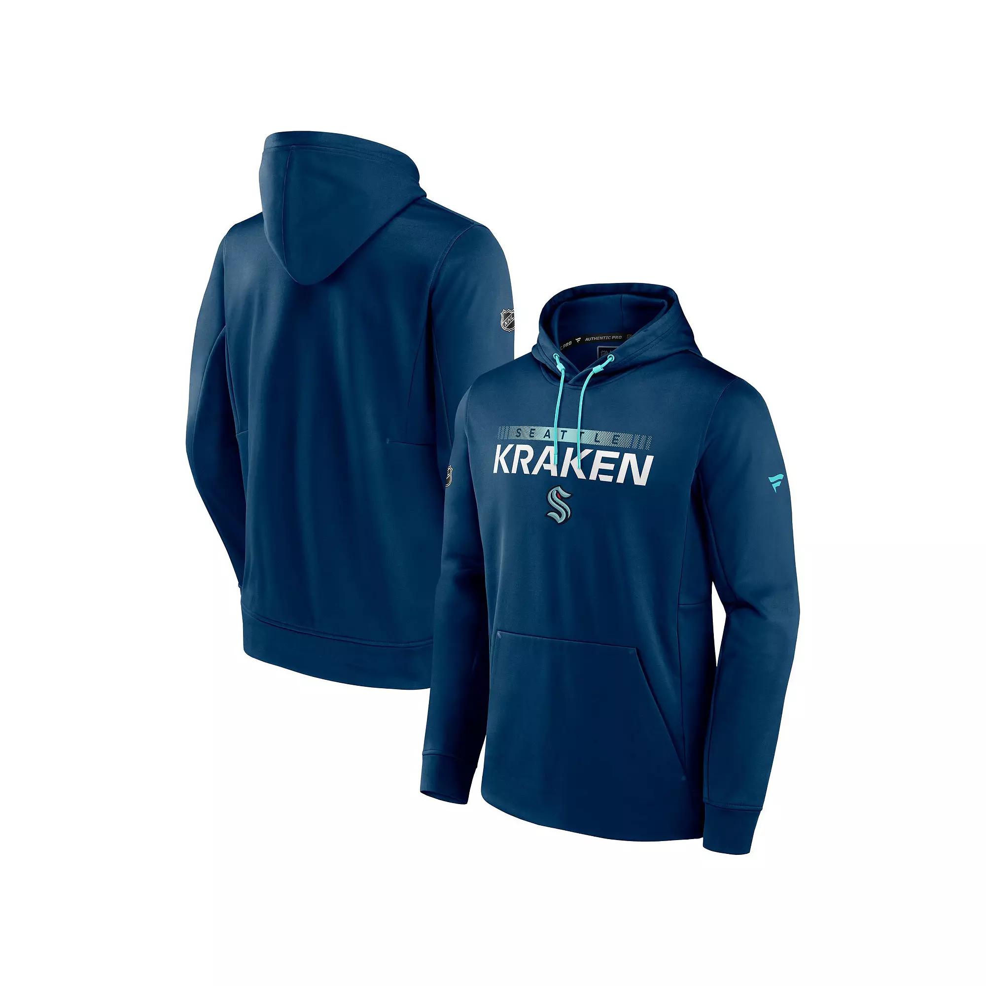Men's Fanatics Branded Deep Sea Blue Seattle Kraken Authentic Pro Rink Pullover Hoodie,  Product Image