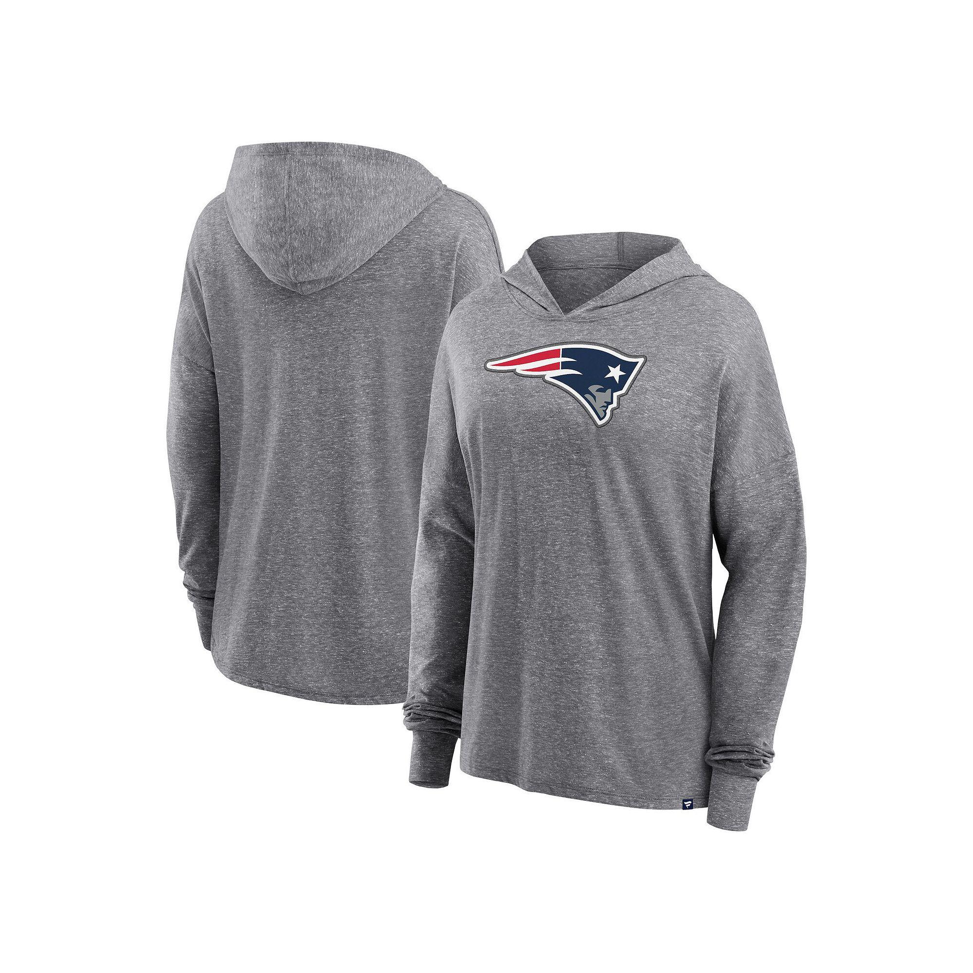 Women's Fanatics Branded Heather Gray New England Patriots Cozy Primary Pullover Hoodie, Size: Large, Grey Product Image