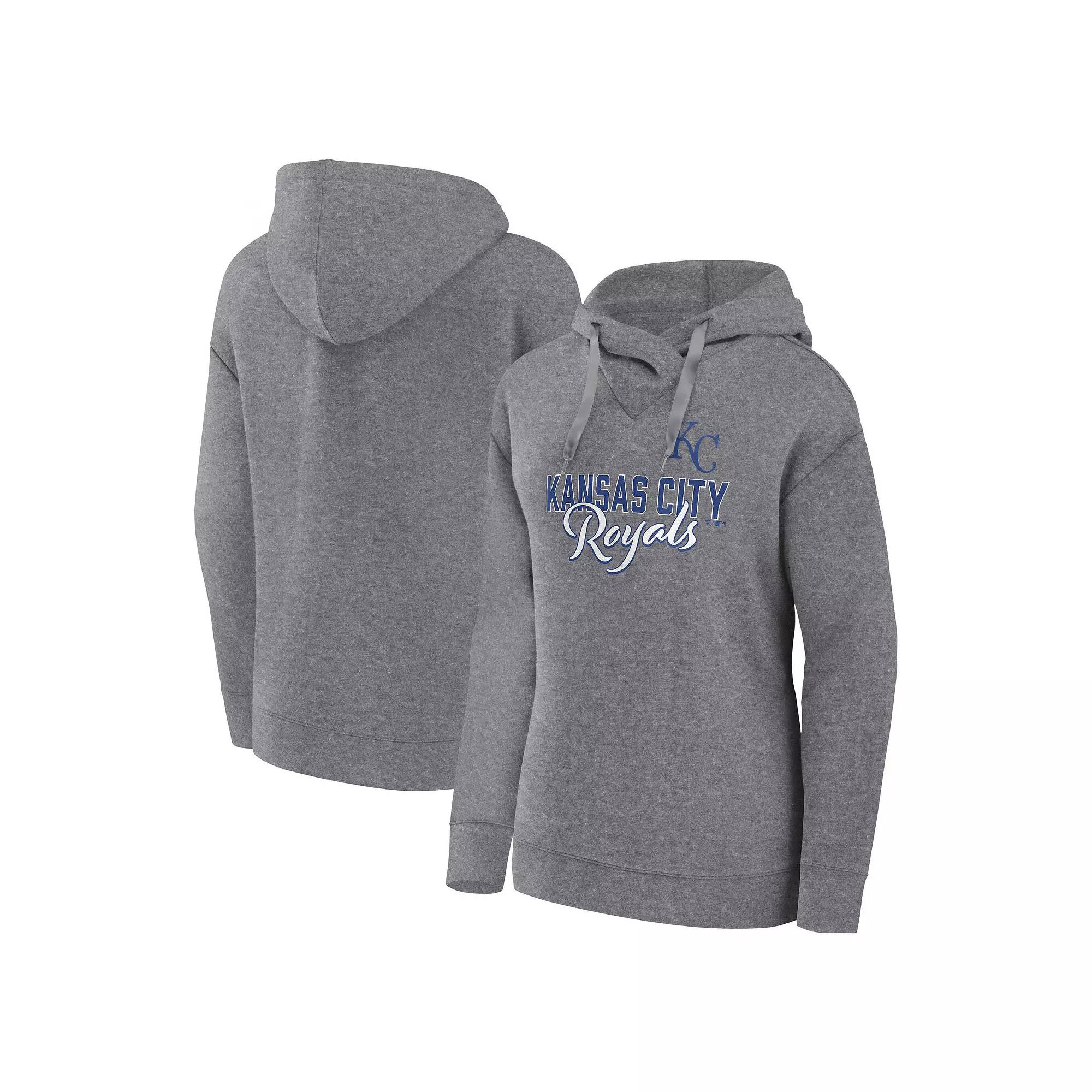 Women's Fanatics Branded Heather Gray Kansas City Royals Script Favorite Lightweight Fitted Pullover Hoodie,  Product Image