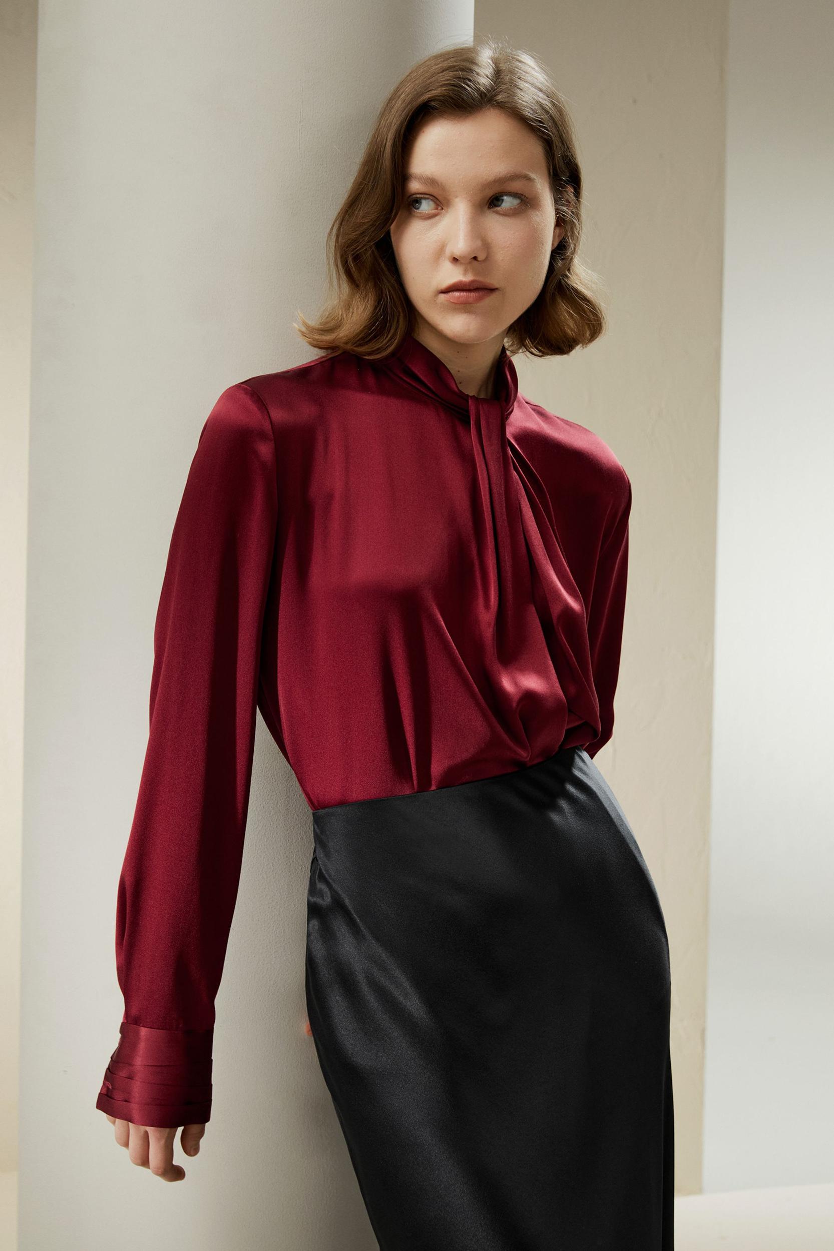 Asymmetrical Embellished Pleats Shirt Product Image