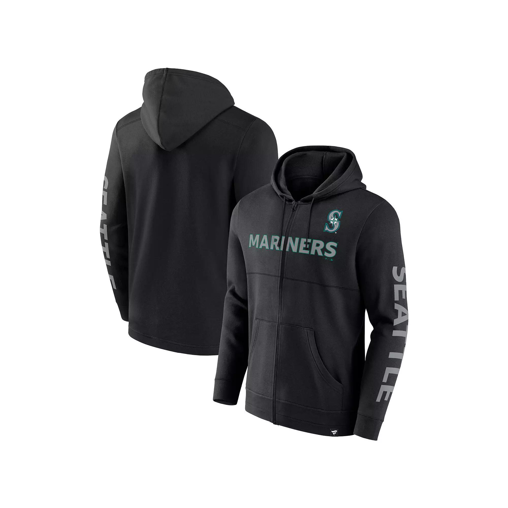 Men's Fanatics Branded Black Seattle Mariners Ace Hoodie Full-Zip Sweatshirt, Size: Medium Product Image