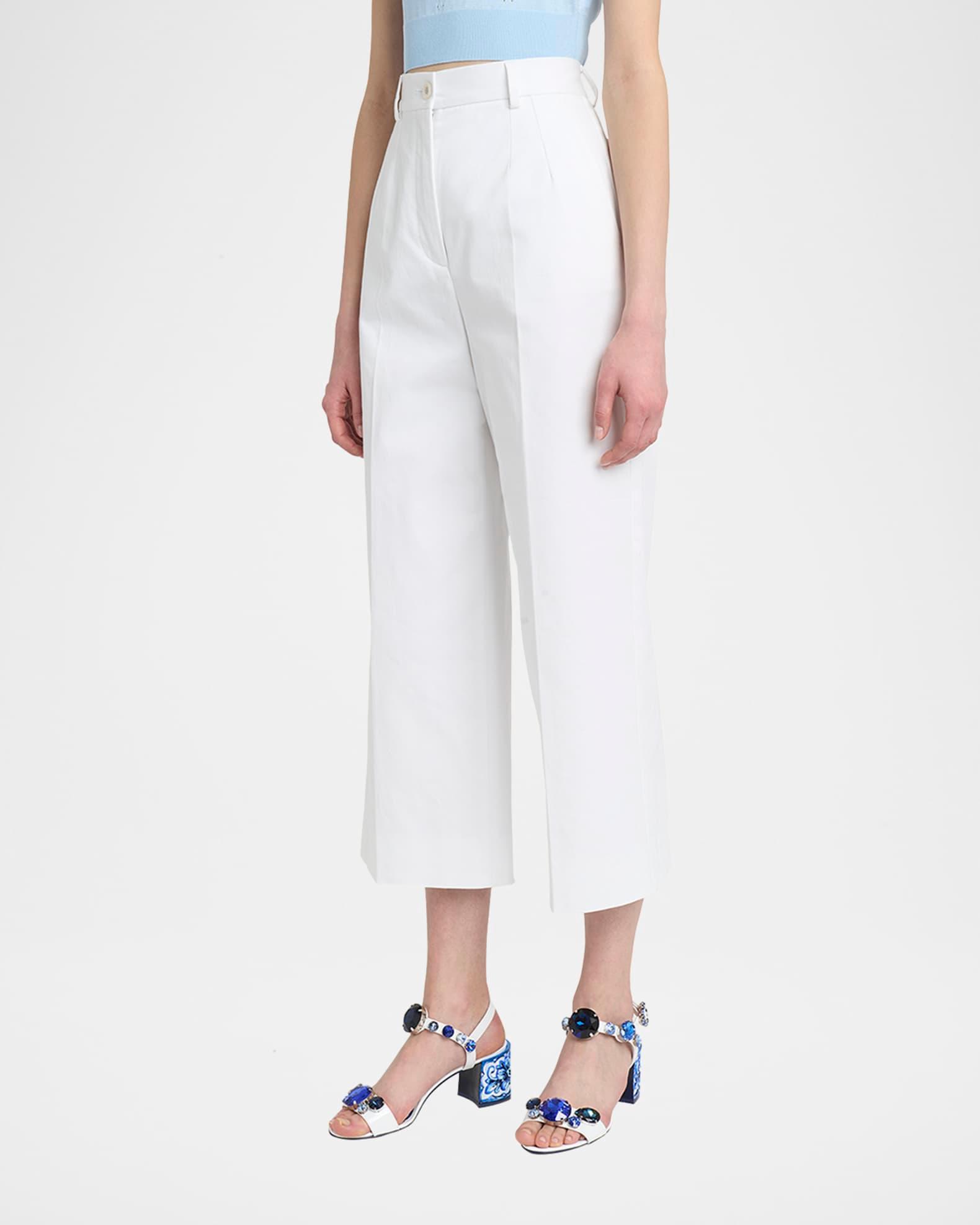 High-Rise Cotton Gabardine Wide-Leg Crop Pants Product Image