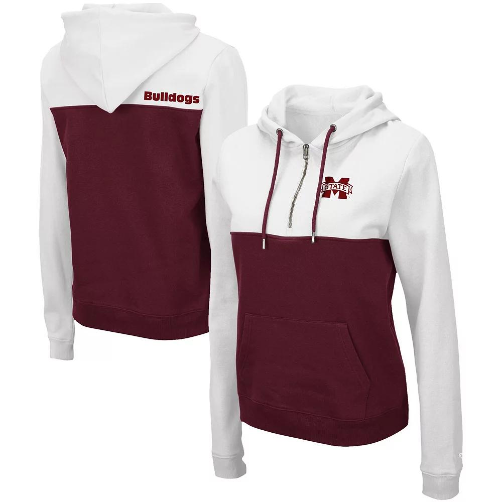 Women's Colosseum White/Maroon Mississippi State Bulldogs Aidan Lightweight Half-Zip Hoodie, Size: Medium, Mst White Product Image