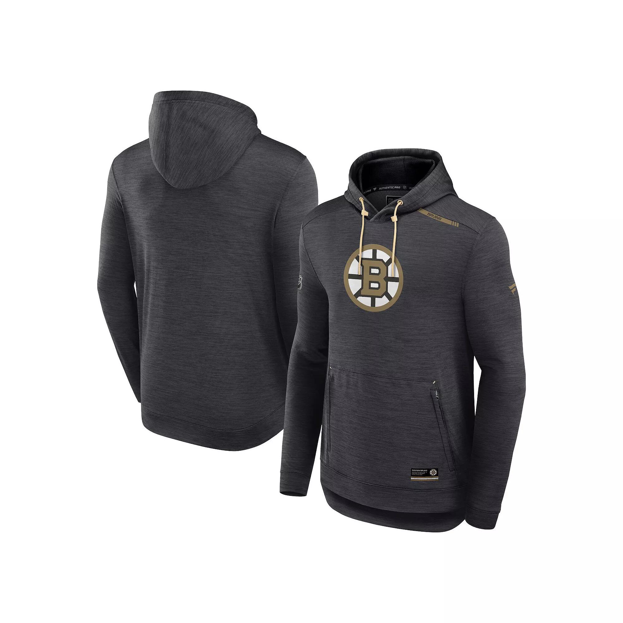 Men's Fanatics  Heather Charcoal Boston Bruins Authentic Pro Tech Pullover Hoodie, Size: Medium Product Image
