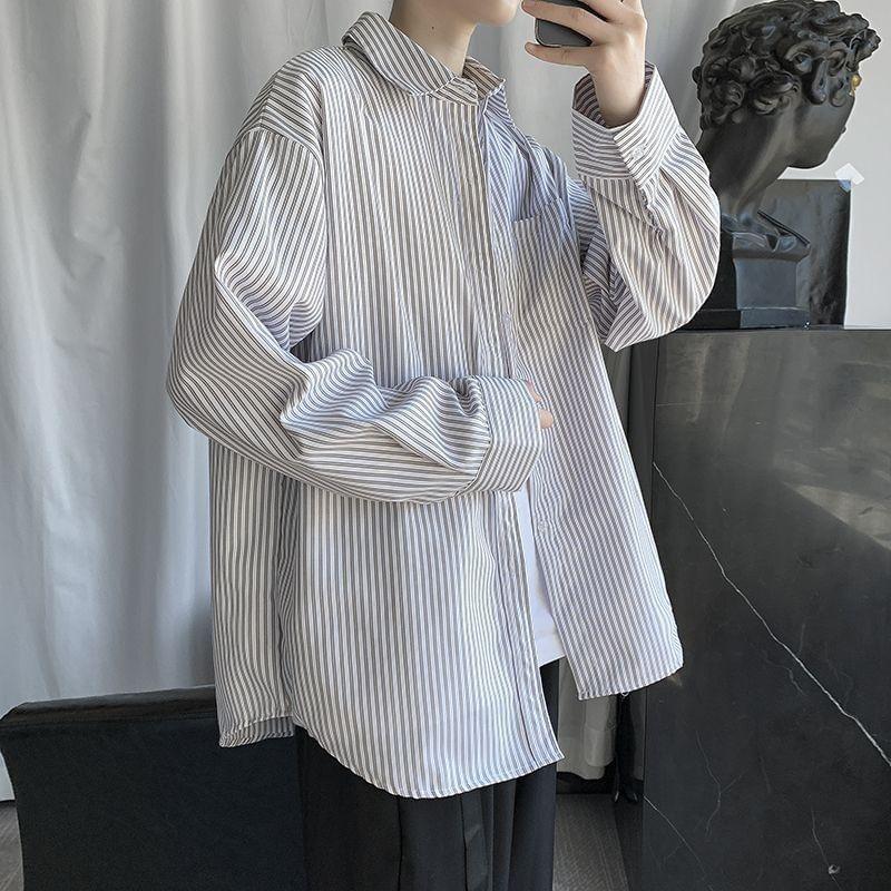 Long Sleeve Striped Button Up Shirt Product Image