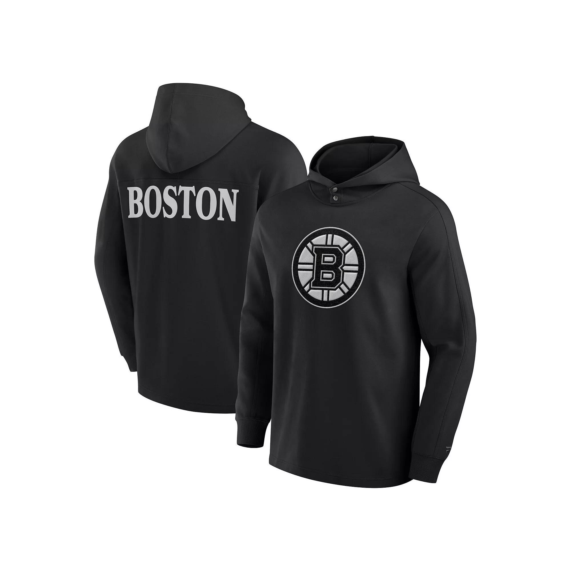 Men's Fanatics Black Boston Bruins Elements Blaze Tri-Blend Long Sleeve Hoodie T-Shirt,  Product Image