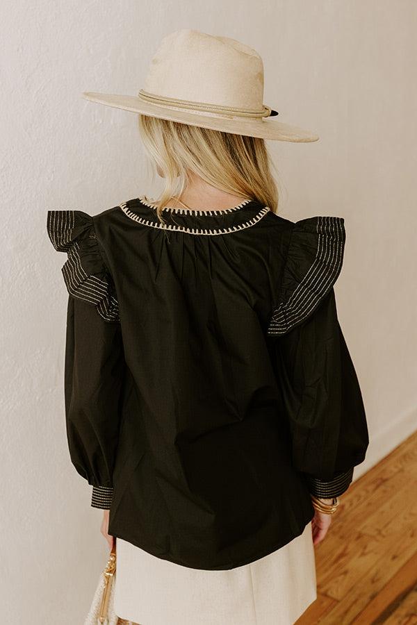 Chic Moment Ruffle Top in Black Product Image