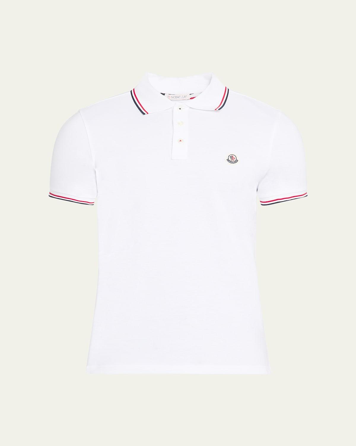 Mens Striped-Trim Polo Shirt Product Image