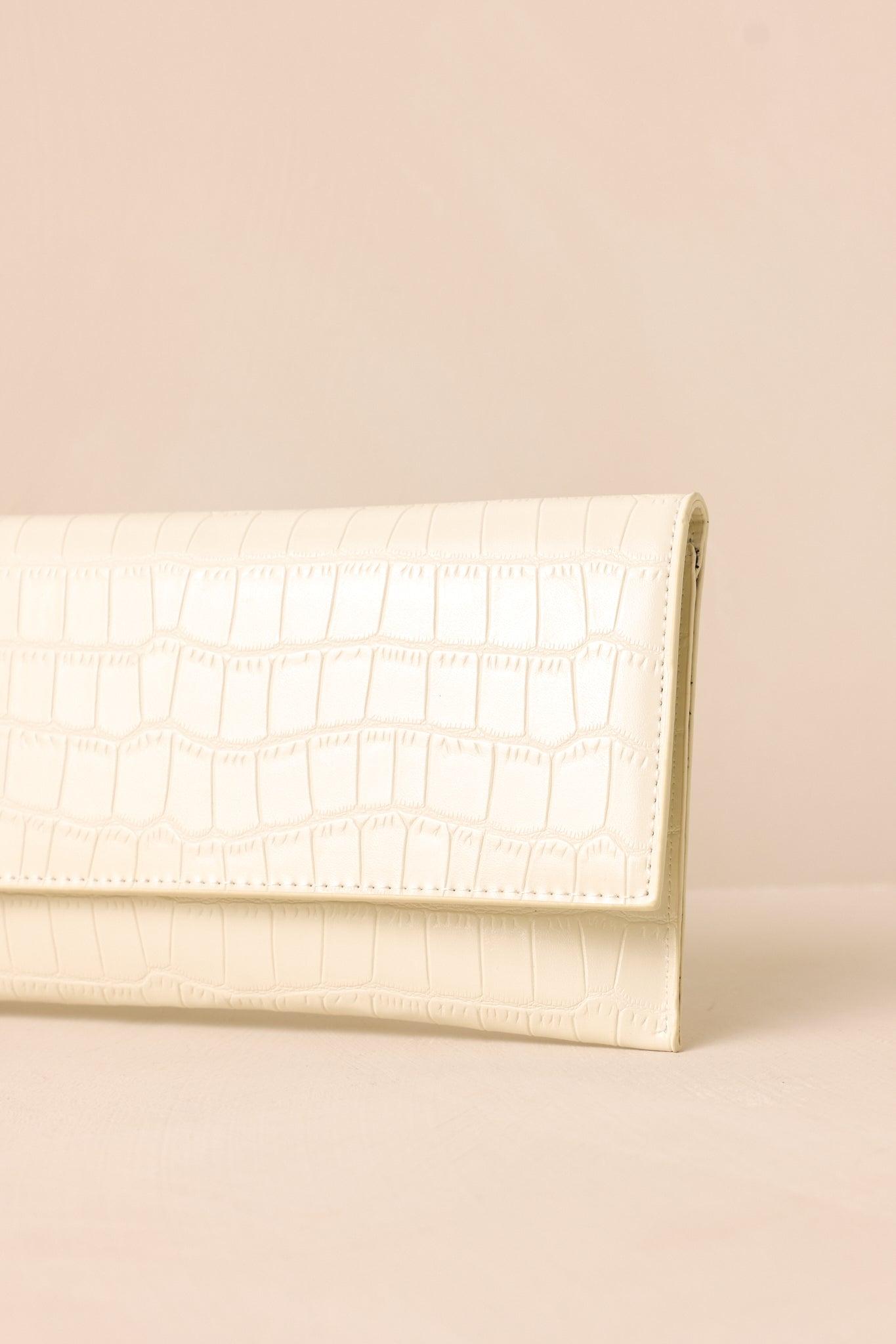 Spirit of Euphoria Ivory Faux Croc Clutch Product Image