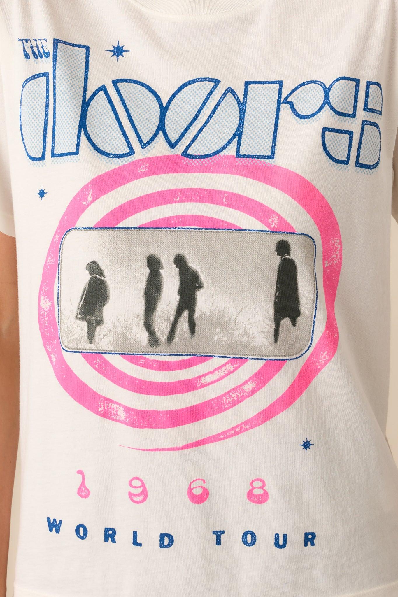 The Doors White 1968 World Tour Boyfriend Tee Product Image