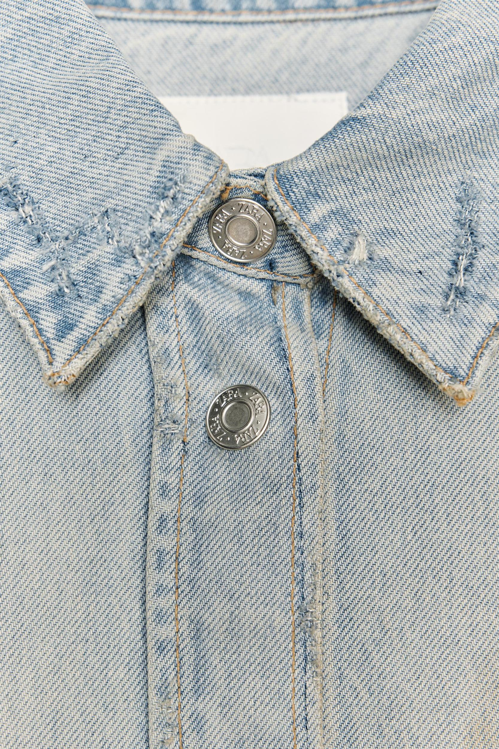 RIPPED TRF CROP DENIM JACKET Product Image
