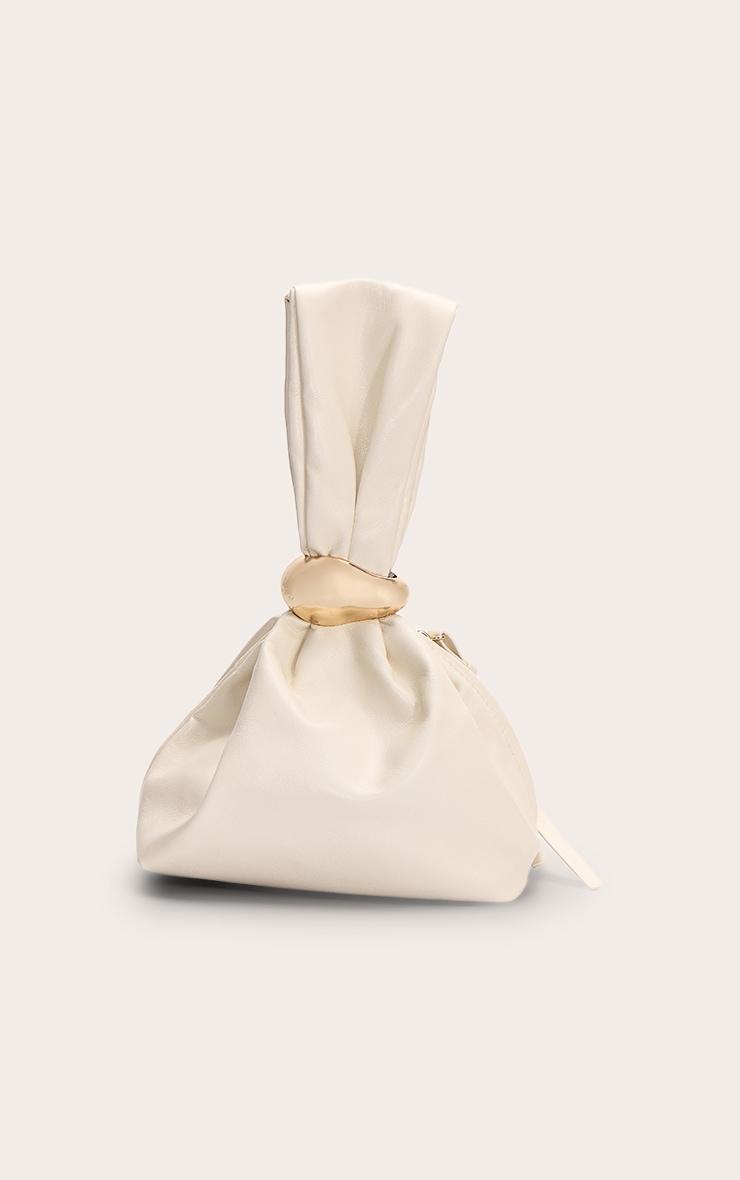 Premium Cream Soft Pu Gold Handle Hand Bag Product Image