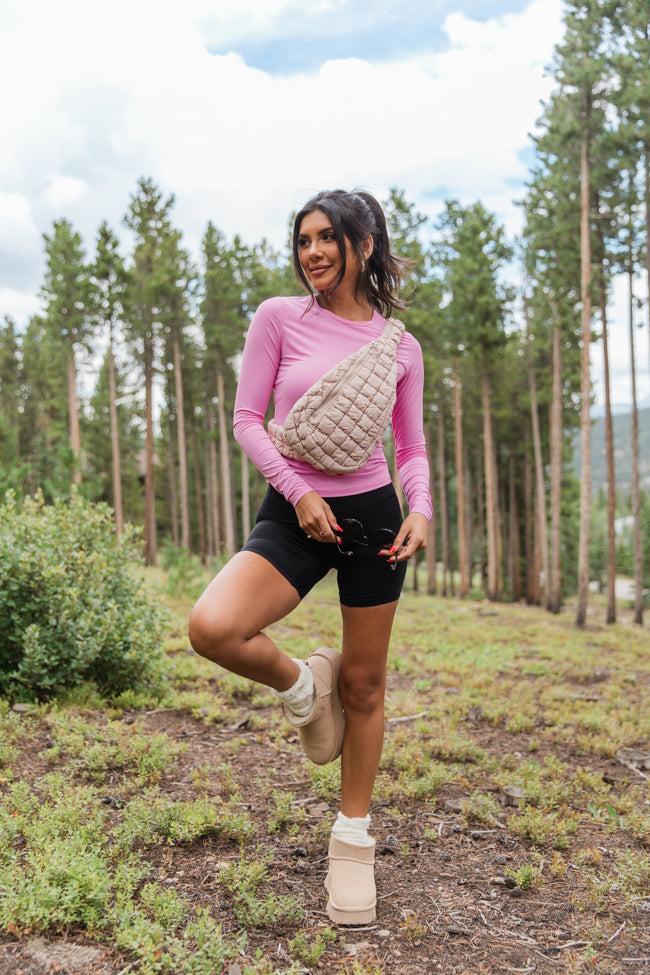 A Lovely Life Pink Fitted Long Sleeve Layering Tee FINAL SALE Product Image